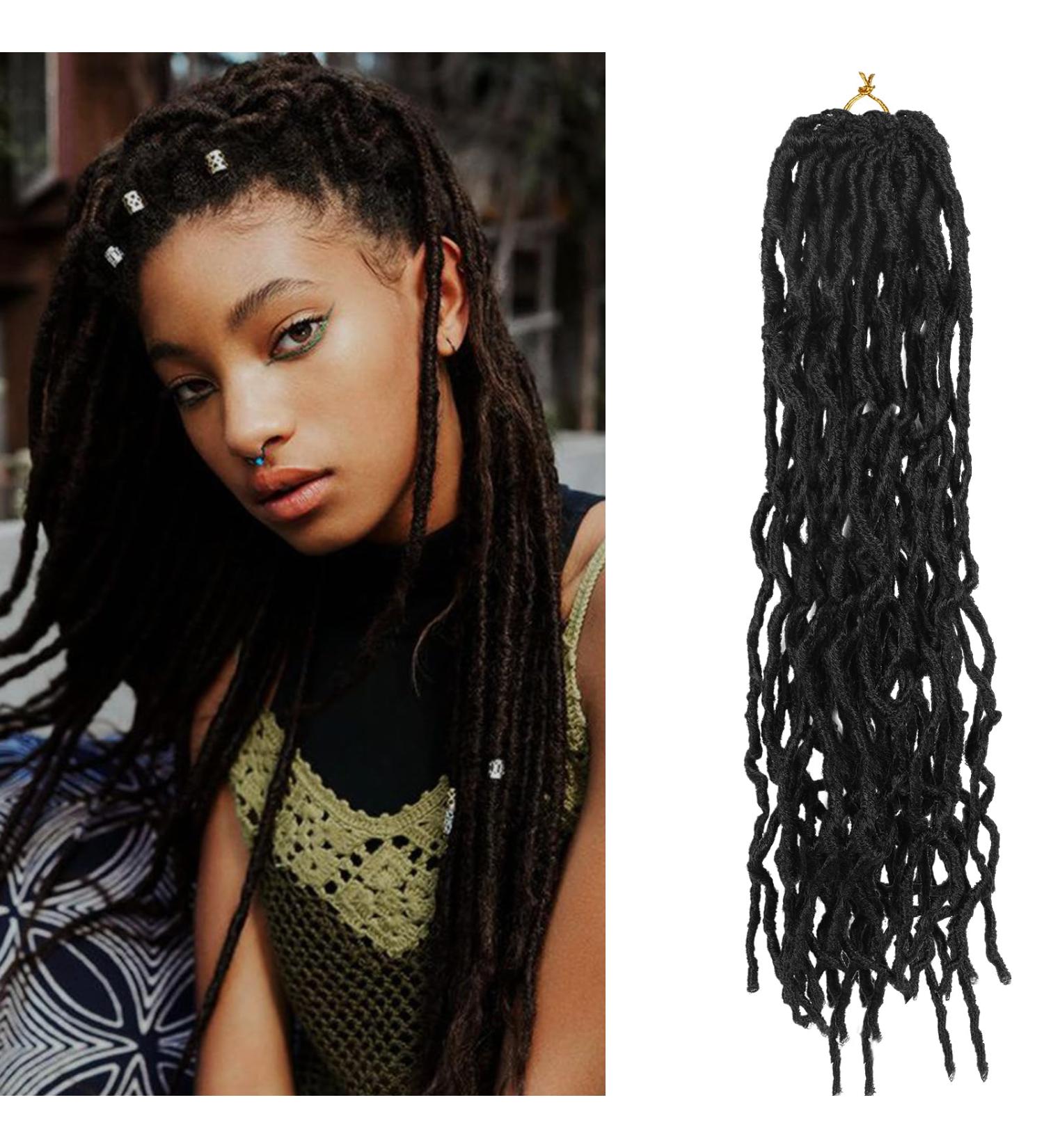 Aomig 21 PCs 18 Inch Synthetic Earthworm Fake Hair Extensions - Goddess Gypsy Braids Passion Twists for Cosplay & Masquerade Parties - Black - Buy Online on GoSupps.com