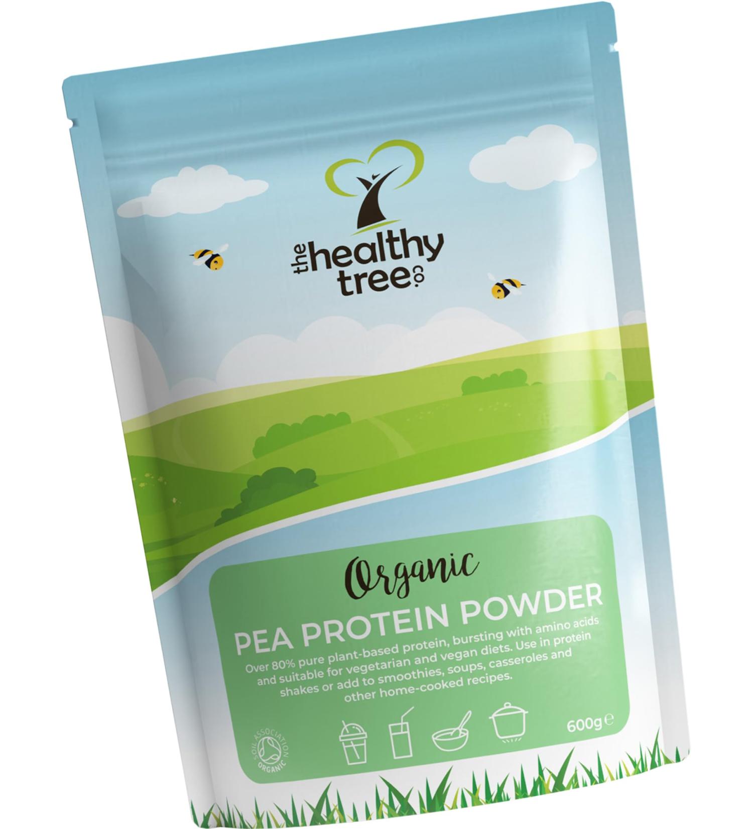 Organic European Pea Protein Powder for Muscle Growth & Recovery - 600g Unflavoured - Non-GMO, Keto & Gluten-Free | TheHealthyTree Company - Buy Online on GoSupps.com