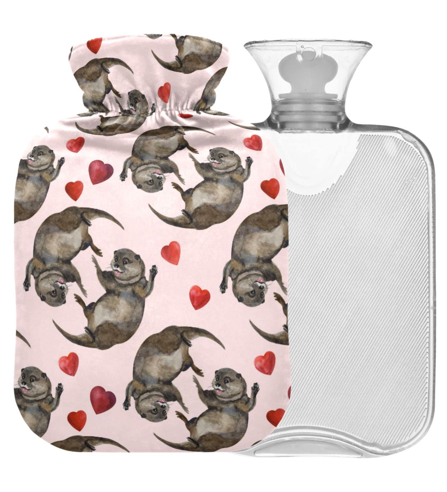 Naanle Heart Otter Hot Water Bottle - 2L Large Transparent Bag for Bed | Heat & Cold Therapy for Pain Relief - Buy Online on GoSupps.com