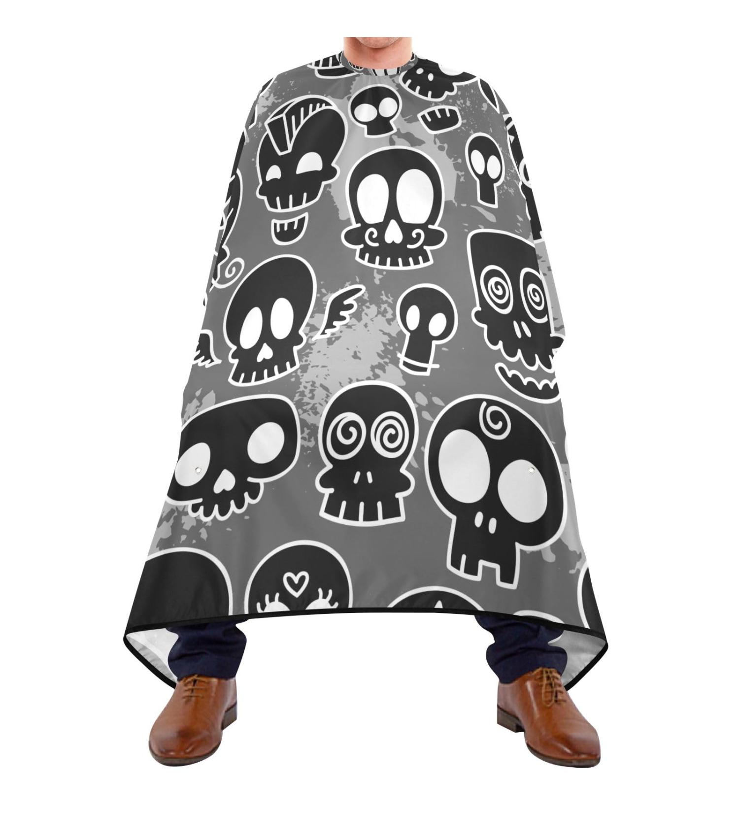 Waterproof Barber Cape - Black Skull & Cheetah Haircut Bib for Men & Women | Unisex Hair Cutting Cape - Buy Online on GoSupps.com