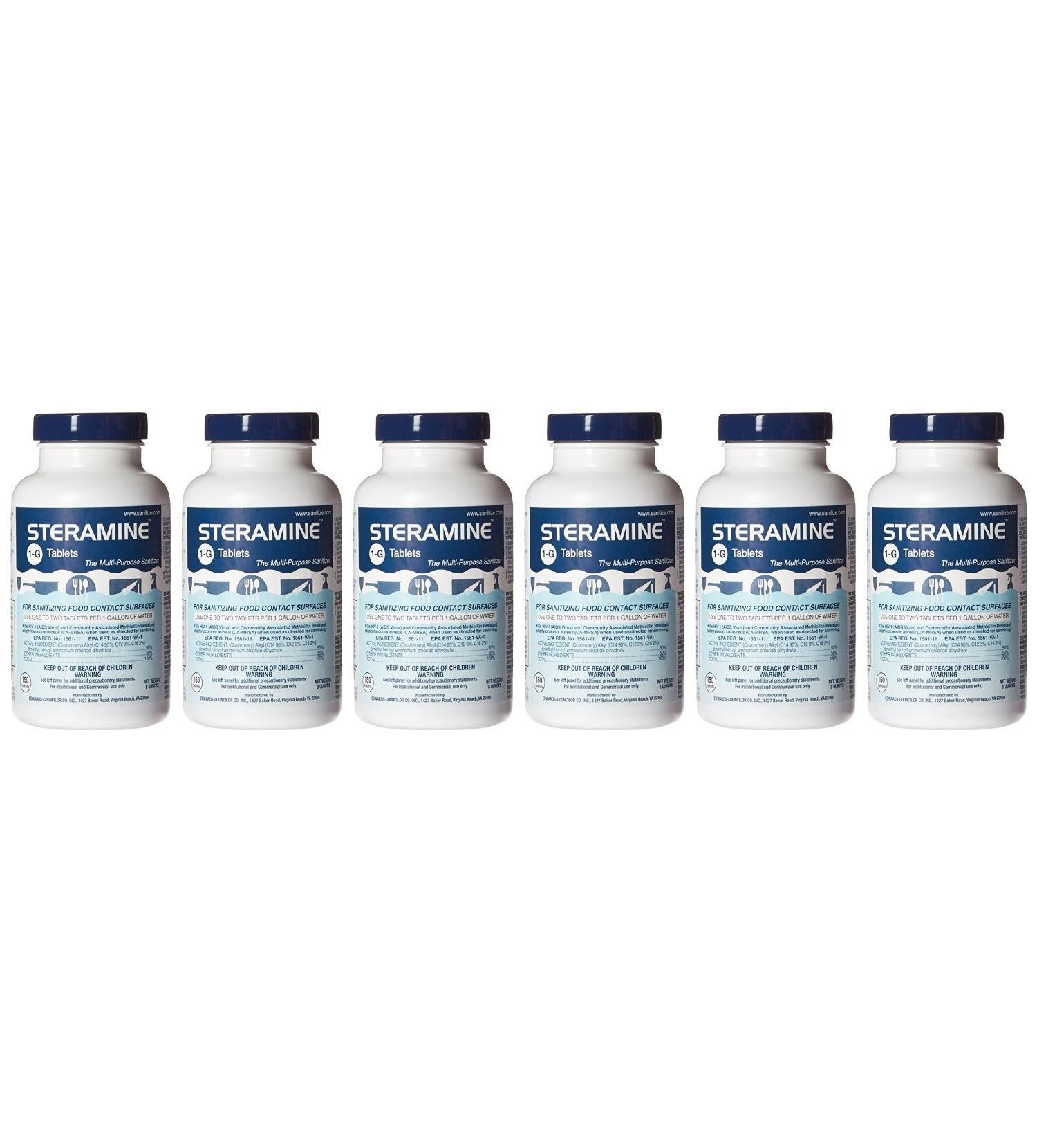 Clear Lake Enterprises Steramine Quaternary Sanitizing Tablets (6 Pack of 150 Each) Blue