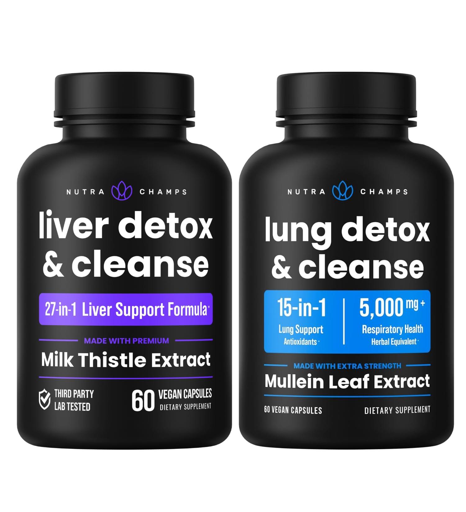 NutraChamps Liver Cleanse Capsules and Lung Cleanse Capsules 2 Pack Bundle - Buy Online on GoSupps.com