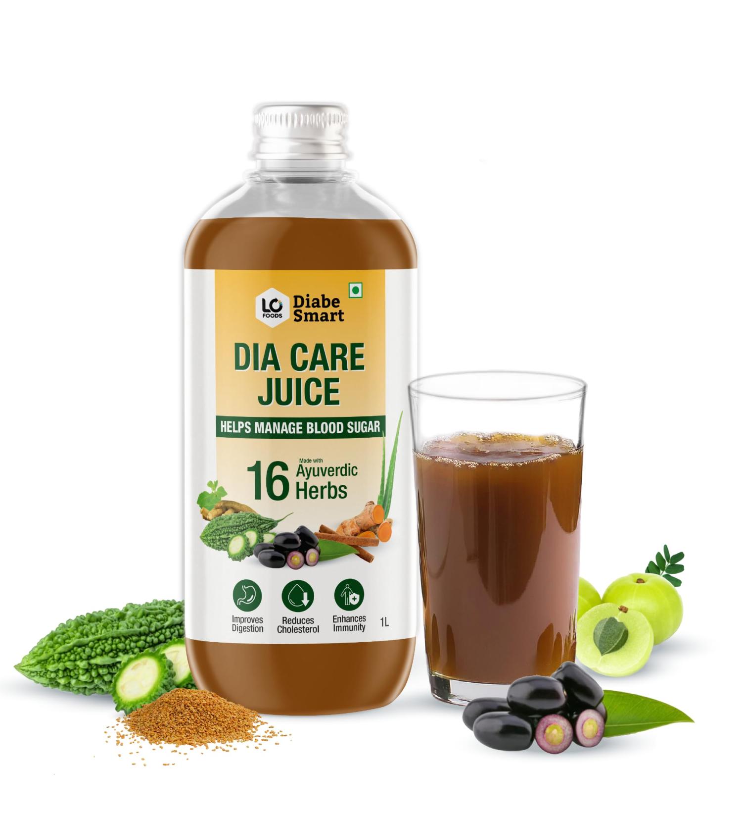 DiabeSmart Jus de soins du diabe 1 L | Jus de soins pour diab tiques | Jus Karela Jamun pour le diab te | Gurmar Amla Aloe Vera | Boisson sant scientifiquement formul e pour le contr le naturel du 1 l (Lot de 1) - Buy Online on GoSupps.com
