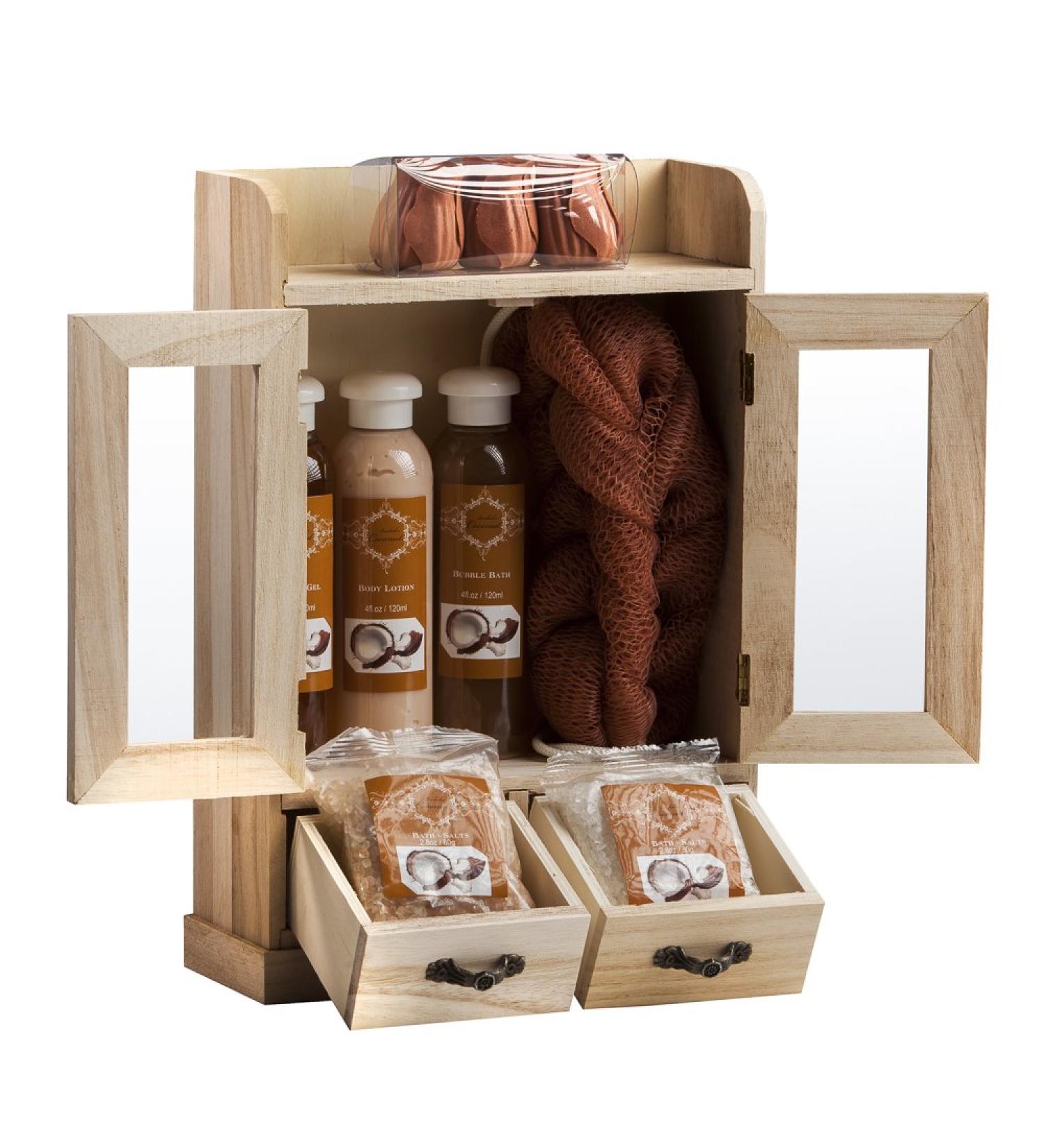 Brubaker Cosmetics 10-Piece Beauty Gift Set in Wooden Cabinet - Coconut Infused - Buy Online on GoSupps.com