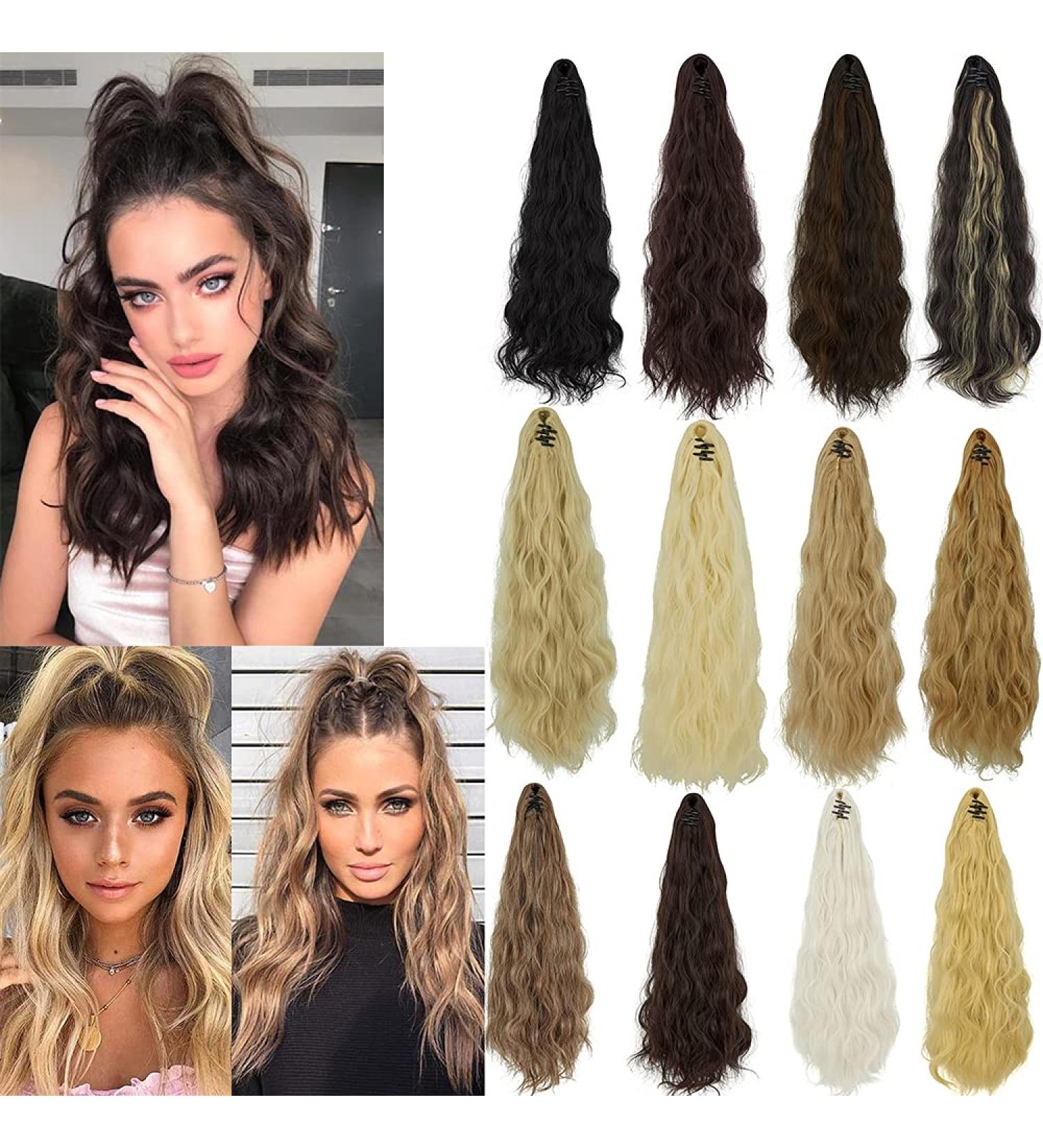 18" Long Claw Ponytail Extensions One Piece Mini Claw/Jaw Clip in on Curly Wavy Ponytail Hair Extension Hairpieces 18 inch-Curly Dark Black (Mini Claw) - Buy Online on GoSupps.com