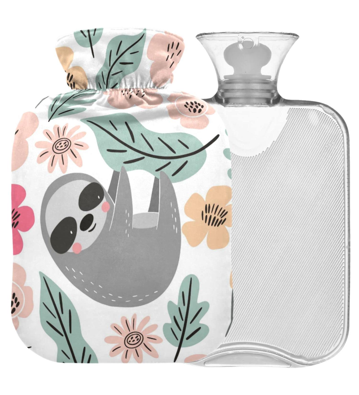 NAANLE Cartoon Sloth Hot Water Bottle - 1L Transparent with Warm & Cold Therapy for Bed Hand & Feet Pain Relief - Buy Online on GoSupps.com