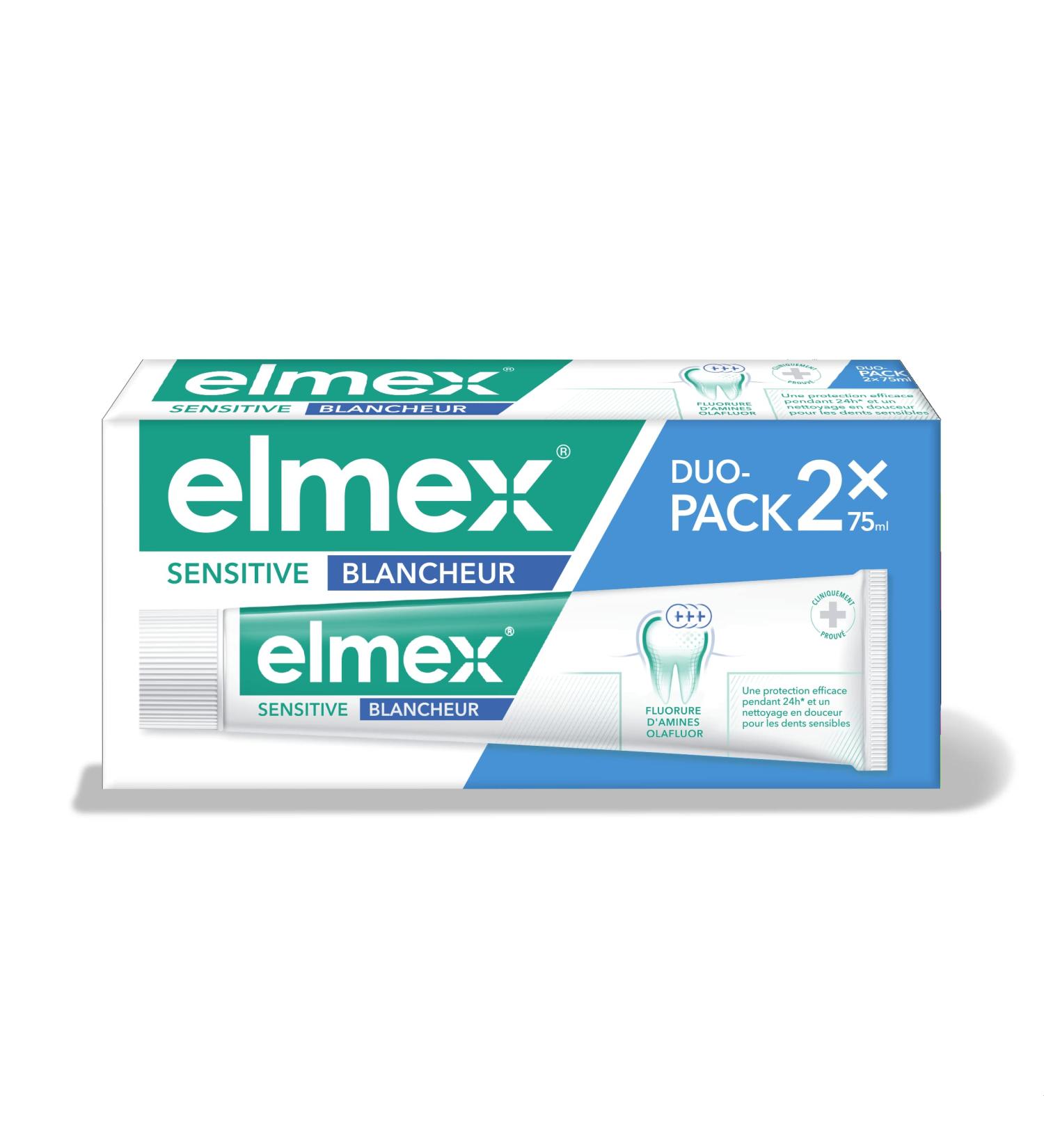  ELMEX Elmex Sensitive Whitening Toothpaste - Whitening Toothpaste for Sensitive Teeth - Olafluor Amine Fluoride Formula - Clinically Proven - 2 packs of 2 x 75 ml (Packaging may vary) - Buy Online on GoSupps.com