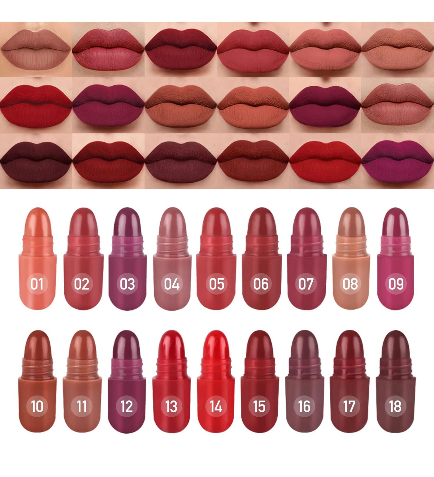 LSxia 18 Colors Capsule Pills Lipstick Set - Long Lasting Matte Lipsticks for Women - Cute Dark Red Lipsticks - Buy Online on GoSupps.com