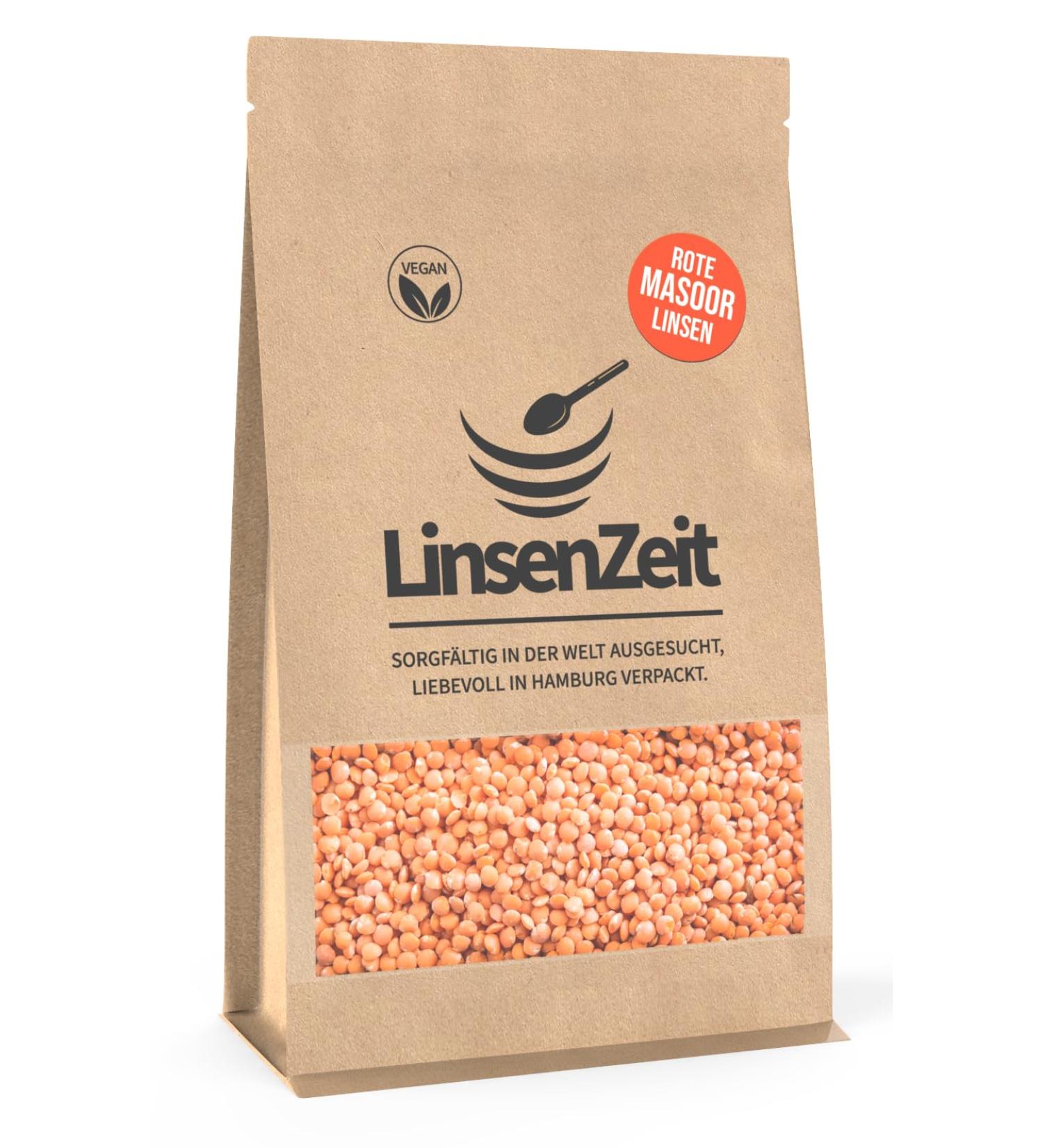 LinsenZeit Red Masoor Lentils 600g - Vegan Protein Source | Premium Quality Red Lentils | No Additives - Buy Online on GoSupps.com