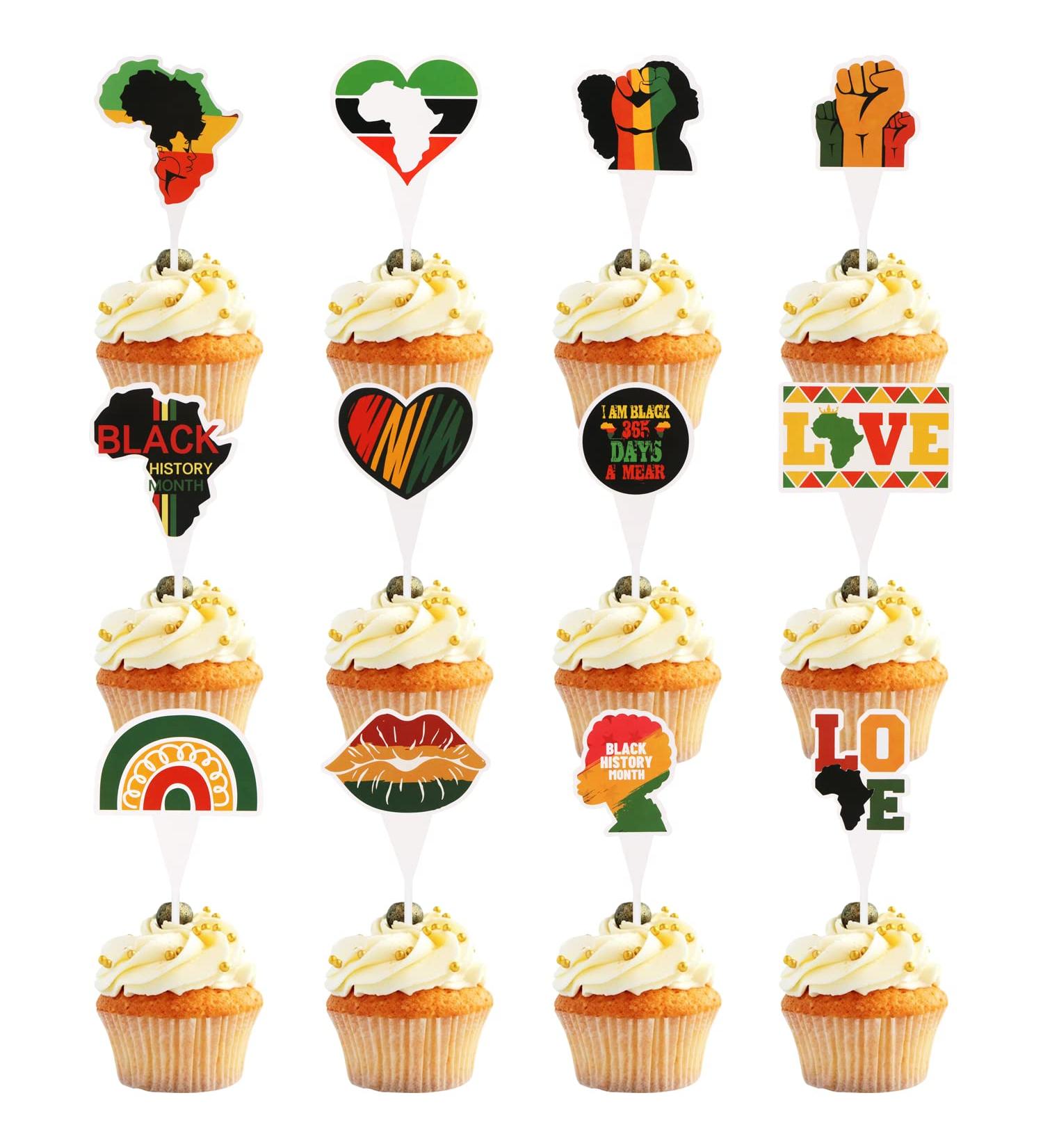 36 PCS Happy Juneteenth Day Cupcake Toppers Black History Month Cake Toppers Toothpicks African Independence Theme Party Supplies Decorations - Buy Online on GoSupps.com