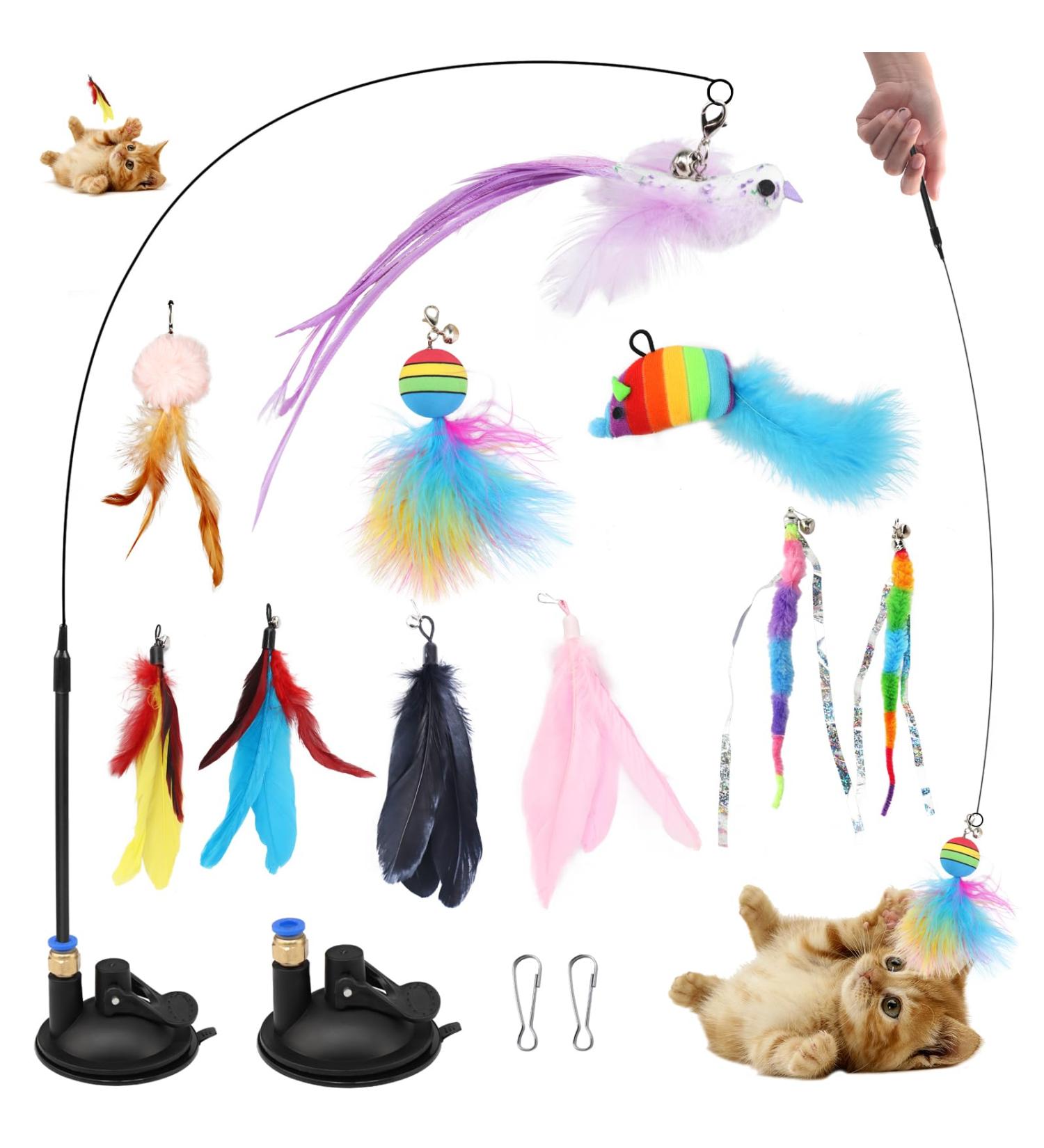 16 STK Interactive Cat Toys with Suction Cup Spring Fishing Toys for Kittens & Cats | Self-Employment Fun! - Buy Online on GoSupps.com
