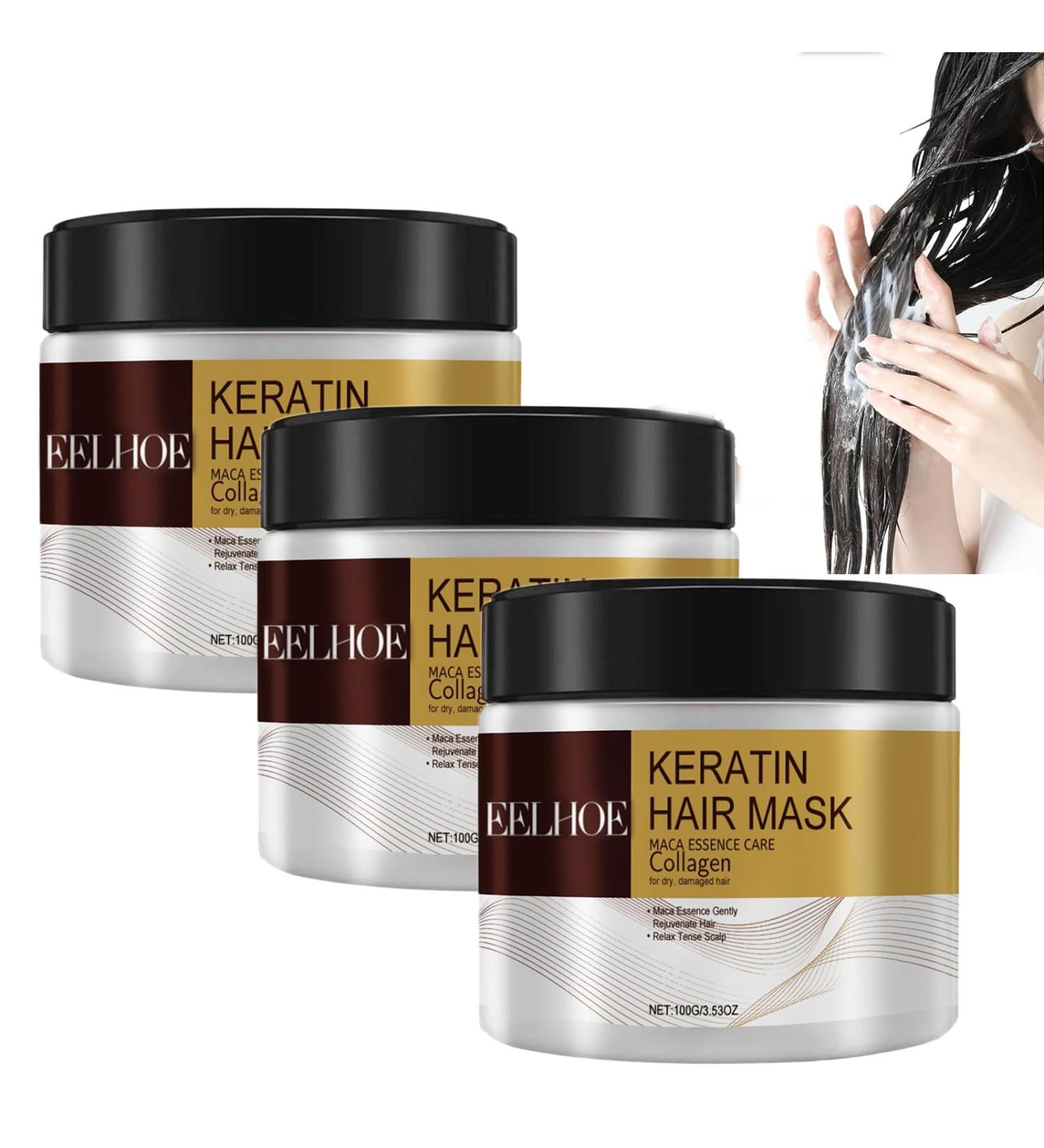 Collagen Hair Treatment Collagen Hair Mask Conditioning Argan Oil Hair Mask Treatment Deep Repair Conditioner Hair Masks for Dry Damaged Hair (3 PCS) - Buy Online on GoSupps.com