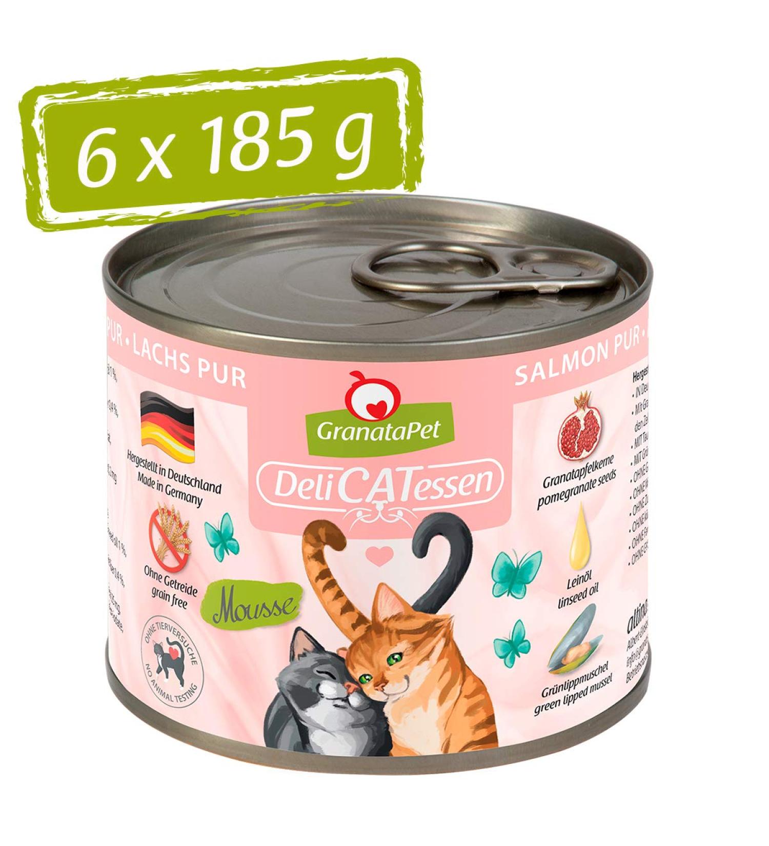 Granapet Delicatesse Salmon - Grain-Free Wet Cat Food with High Meat Content (6 x 185g) - Premium Quality & No Sugar Additives - Buy Online on GoSupps.com
