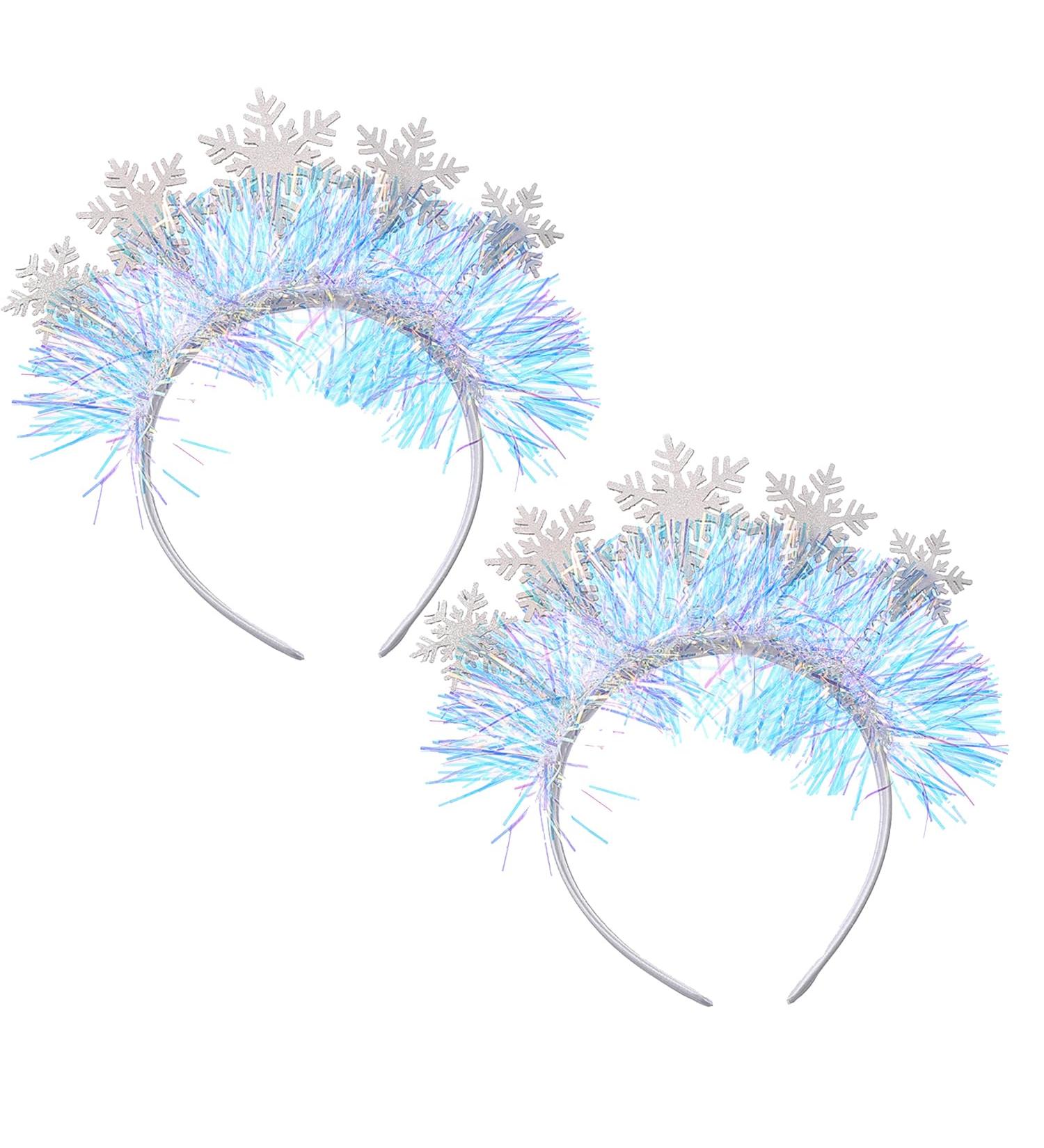 RmKbe 2 Pieces Snowflake Headband Adult Teens Tinsels Headband Glitter Christmas Snowflake Headband Winter Snow Hair Hoop for Christmas Party Hair Accessories - Buy Online on GoSupps.com