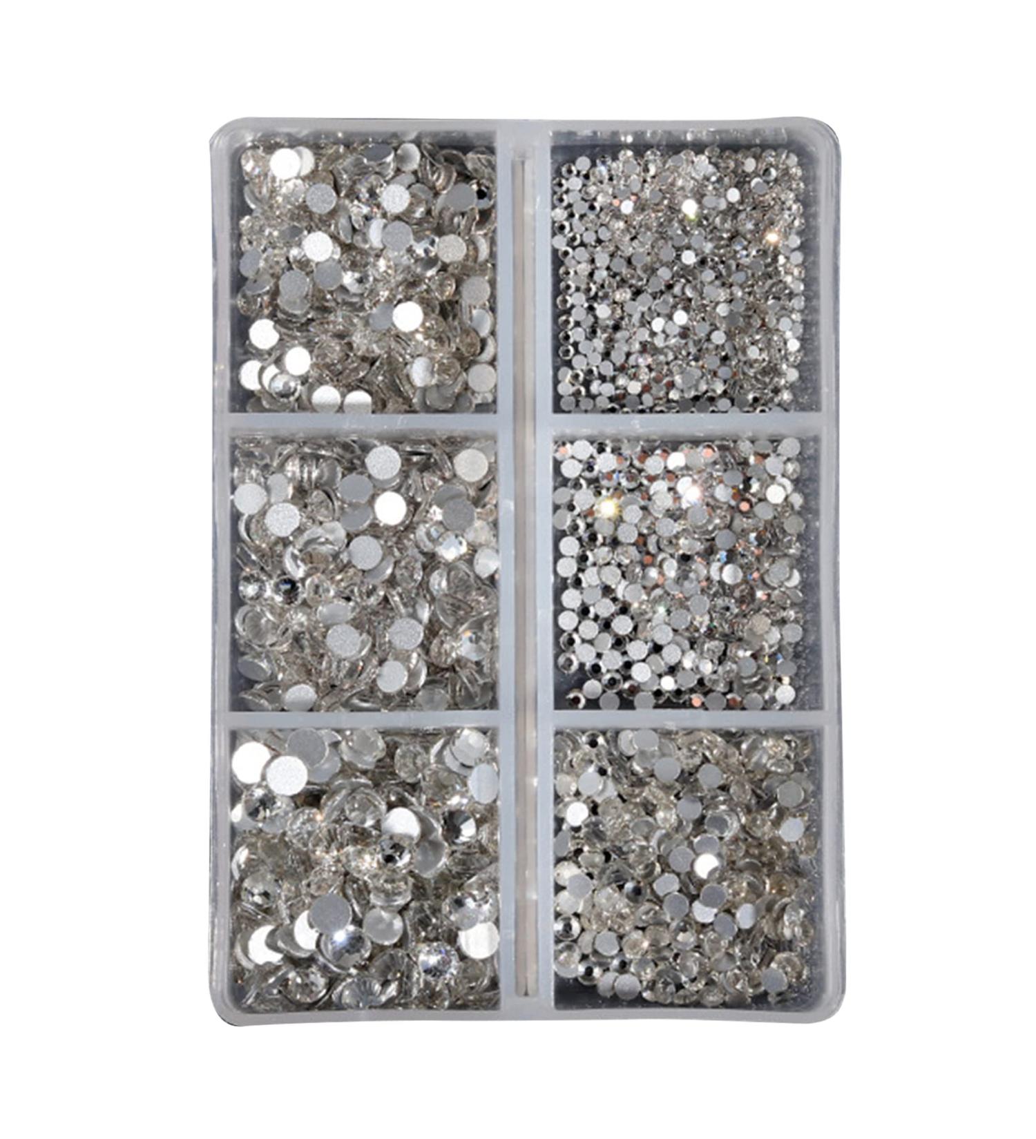 FEIlei 6 Grids Box Set Flat Back Rhinestones and Small Round Diamond Combination for DIY Nail Art Accessories Crystals - Buy Online on GoSupps.com