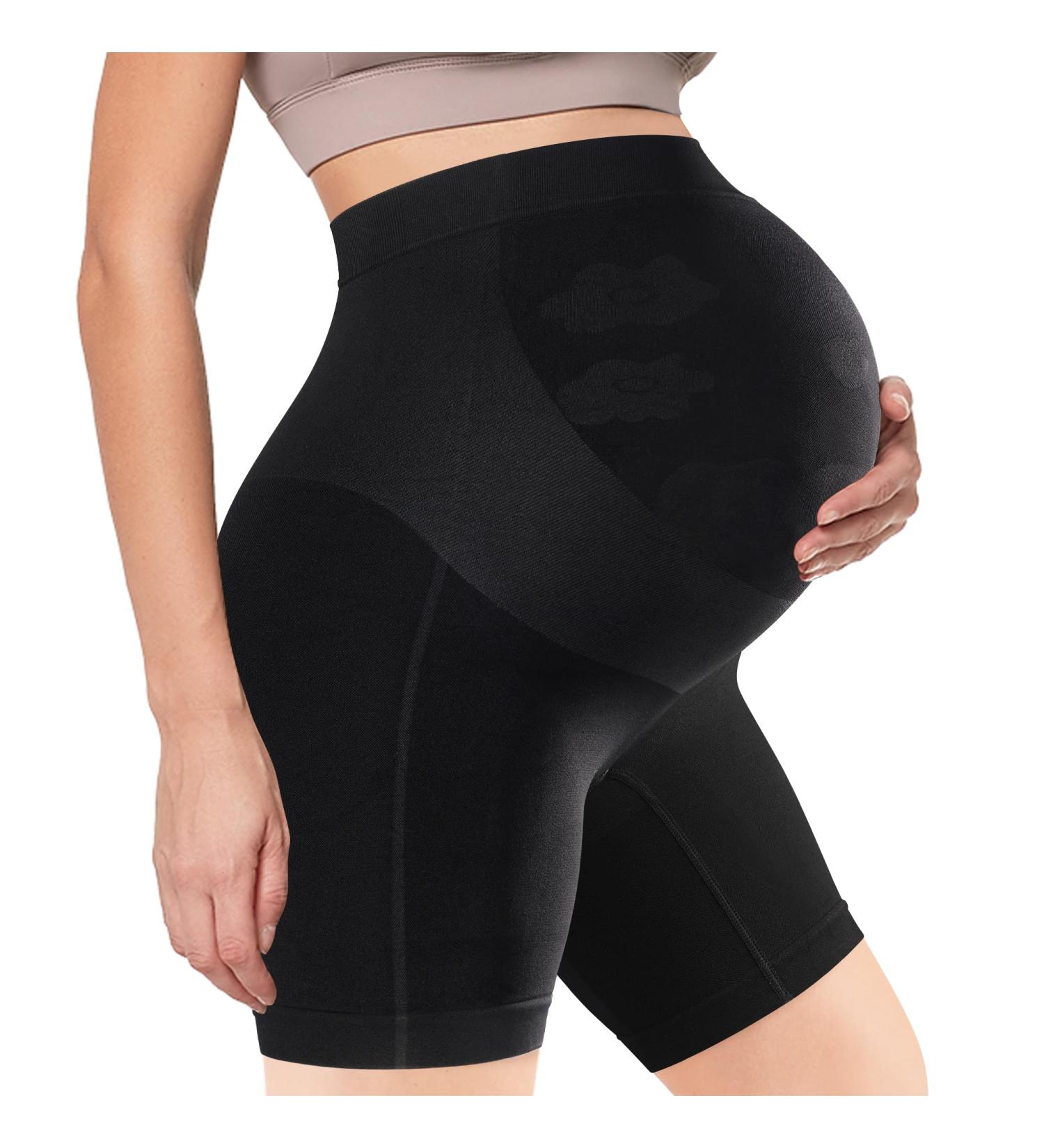 Bosaen Maternity Shapewear - High Waist Mid-Thigh Pregnancy Underwear for Belly Support - Non-Rolling, Seamless, and Prevents Thigh Chafing - Black, Size L - Buy Online on GoSupps.com