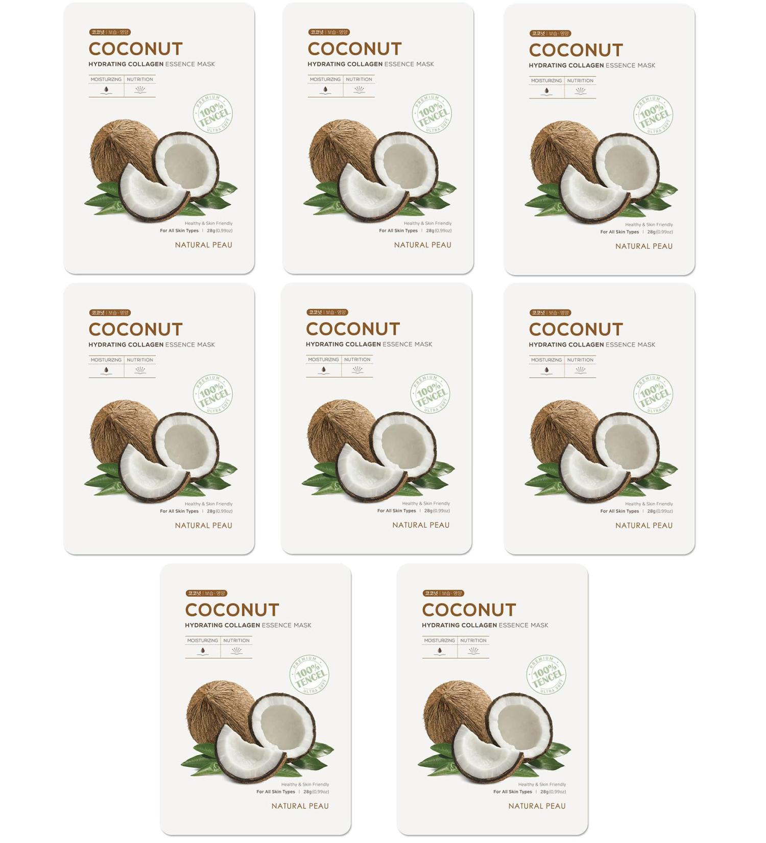 Buy 8 Packs Coconut Hydrating Collagen Essence Face Mask - Nourishing Skincare for Glowing Skin | International Shipping Available - Buy Online on GoSupps.com