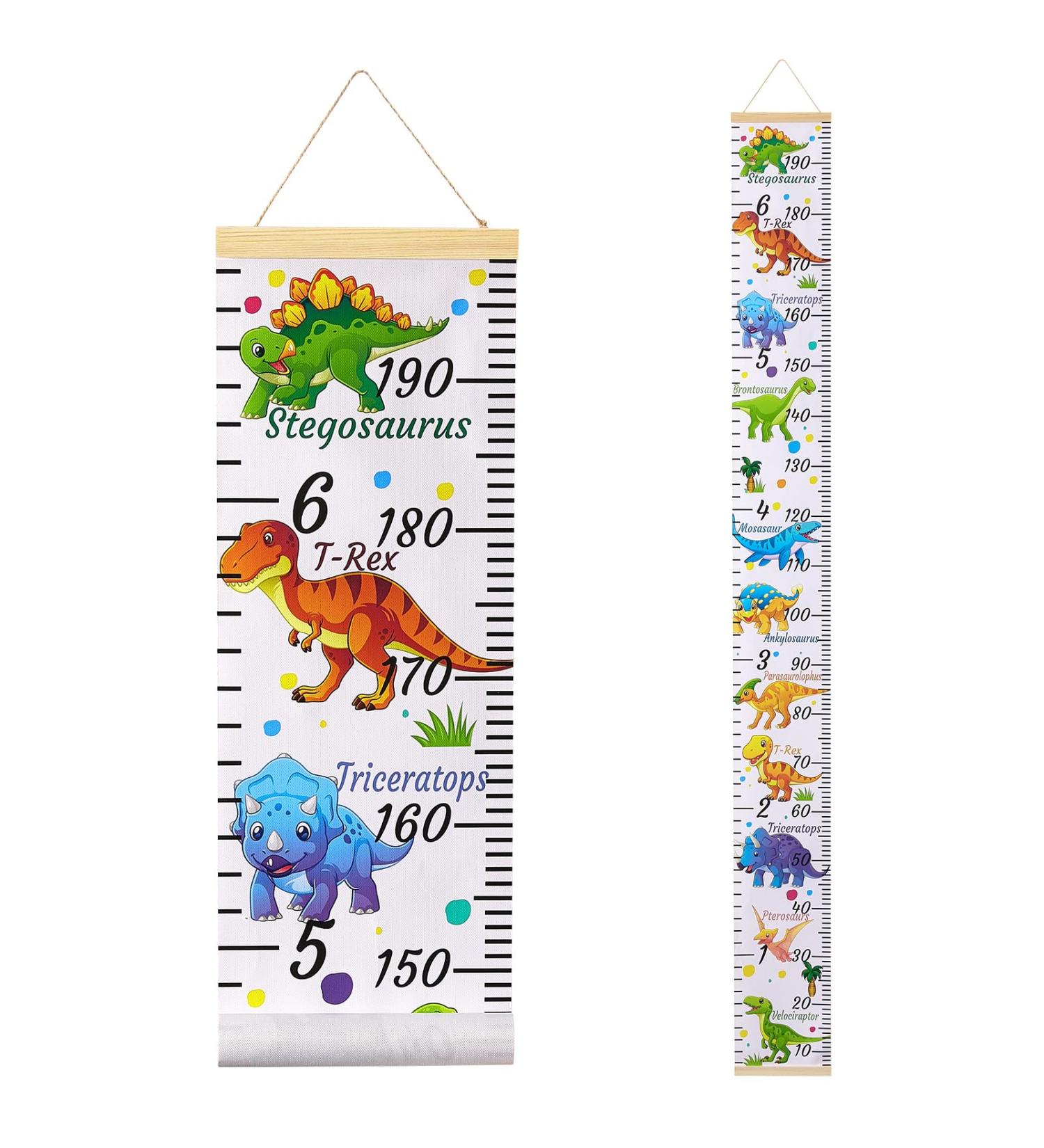 MHJY Kids Height Chart for Boys & Girls | Wooden Ruler Growth Chart | Dinosaur Themed Canvas Wall Decor - Buy Online on GoSupps.com