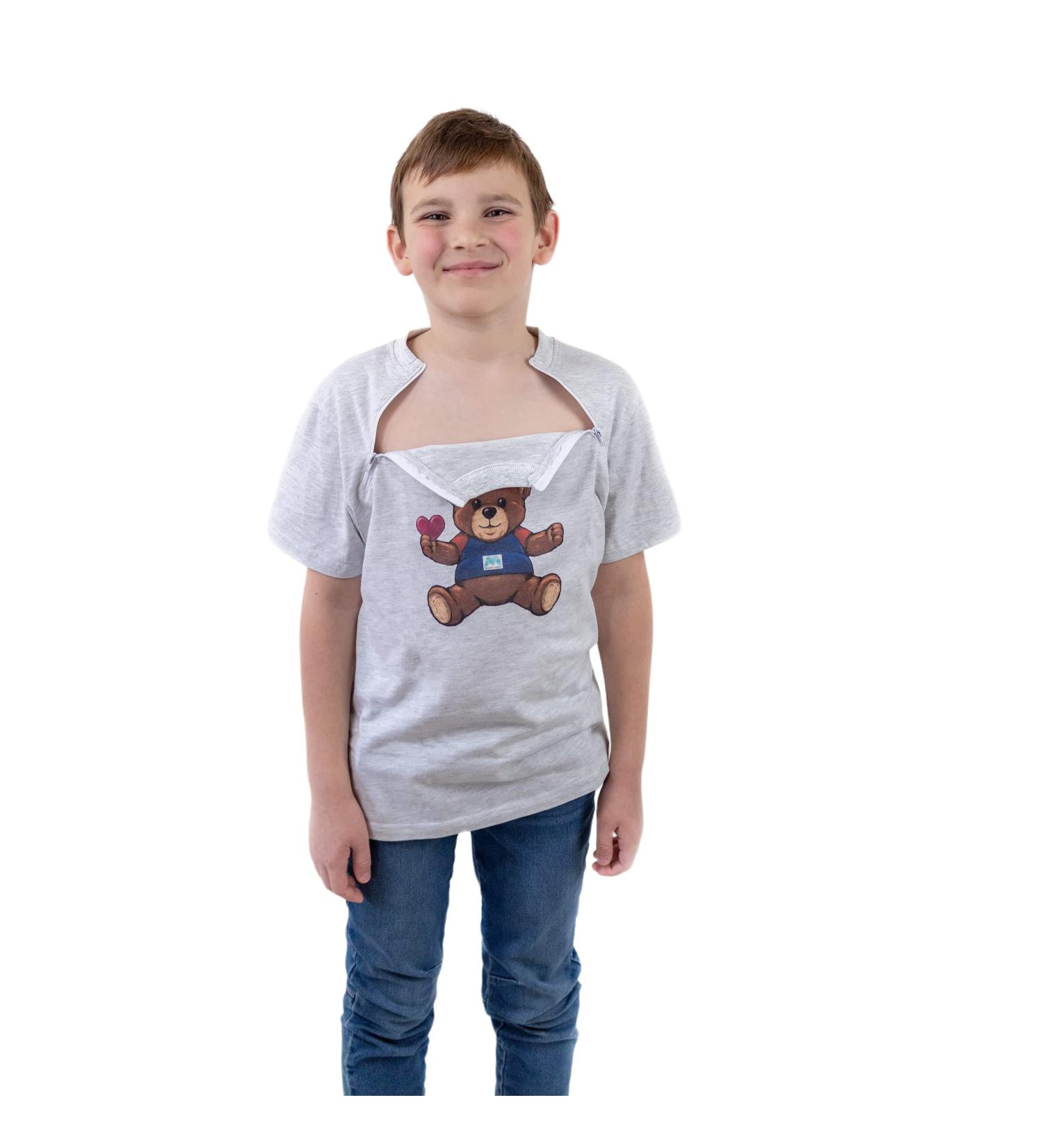 MandMcares Kid's Chemo T-Shirt | Dialysis Clothing with Chest Port Access | Gray X-Small - Buy Online on GoSupps.com