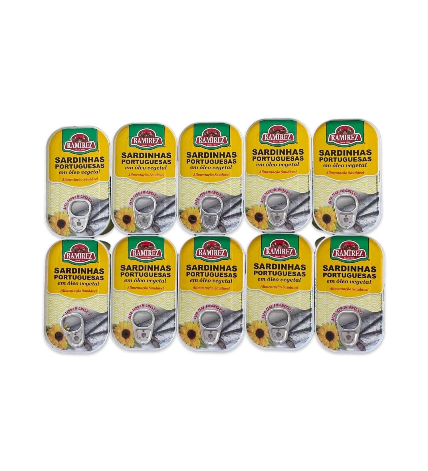 Portuguese Sardines in Vegetable Oil - 10 x 125 g - Ramirez - Portugal - Buy Online on GoSupps.com