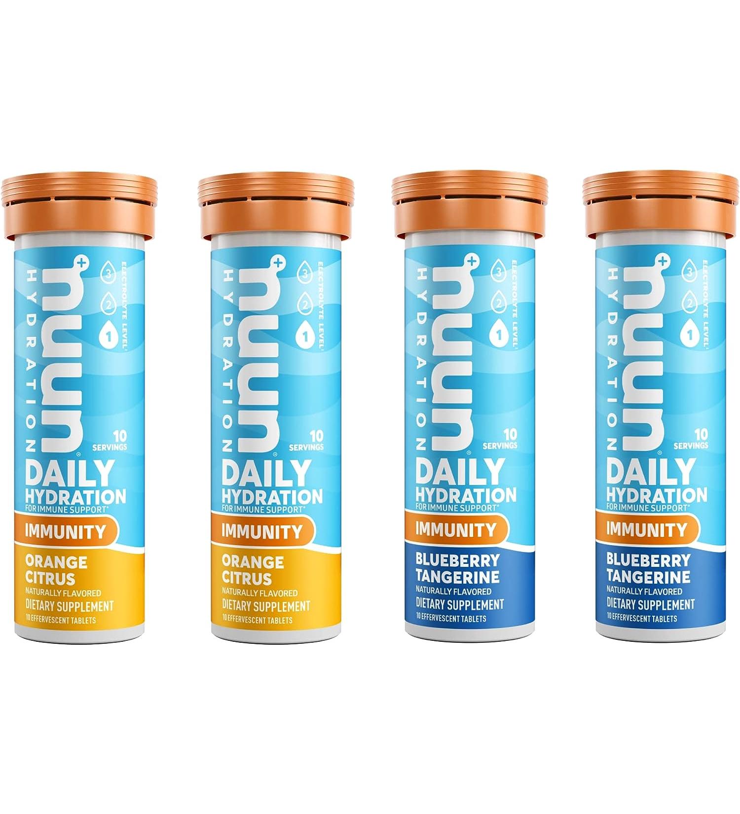 Nuun Immune Support - Blueberry Tangerine & Orange Citrus Hydration Supplement (4 Tubes  40 Servings) - Buy Online on GoSupps.com