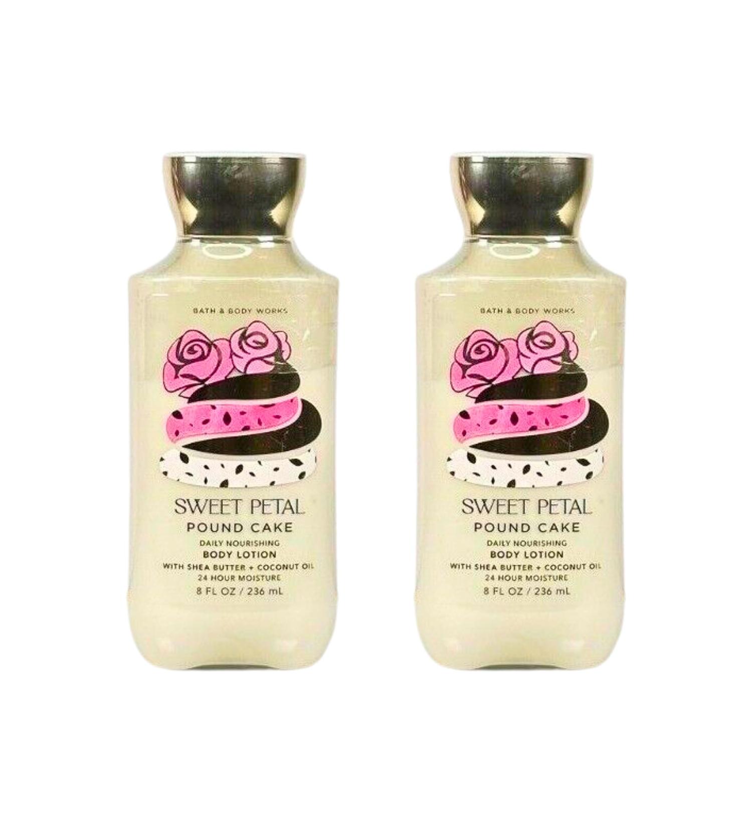 Bath & Body Works Body Lotion Pack of 2 8oz Each (Sweet Petal Pound Cake)