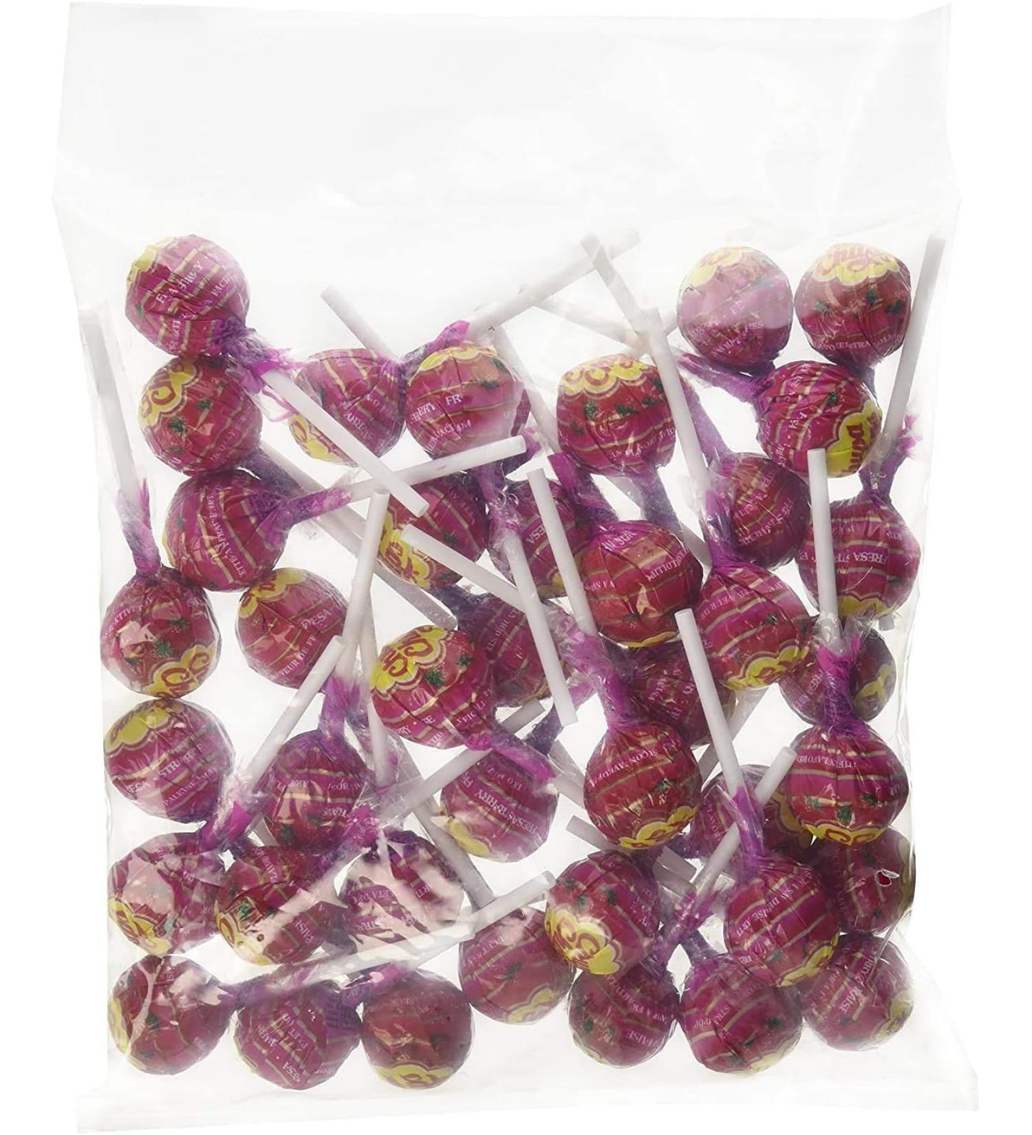 100 Strawberry Chupa Chups Lollipops Lollies Ideal Home Cupboard Party Game Prizes Pinata's and Party Bag Fillers.