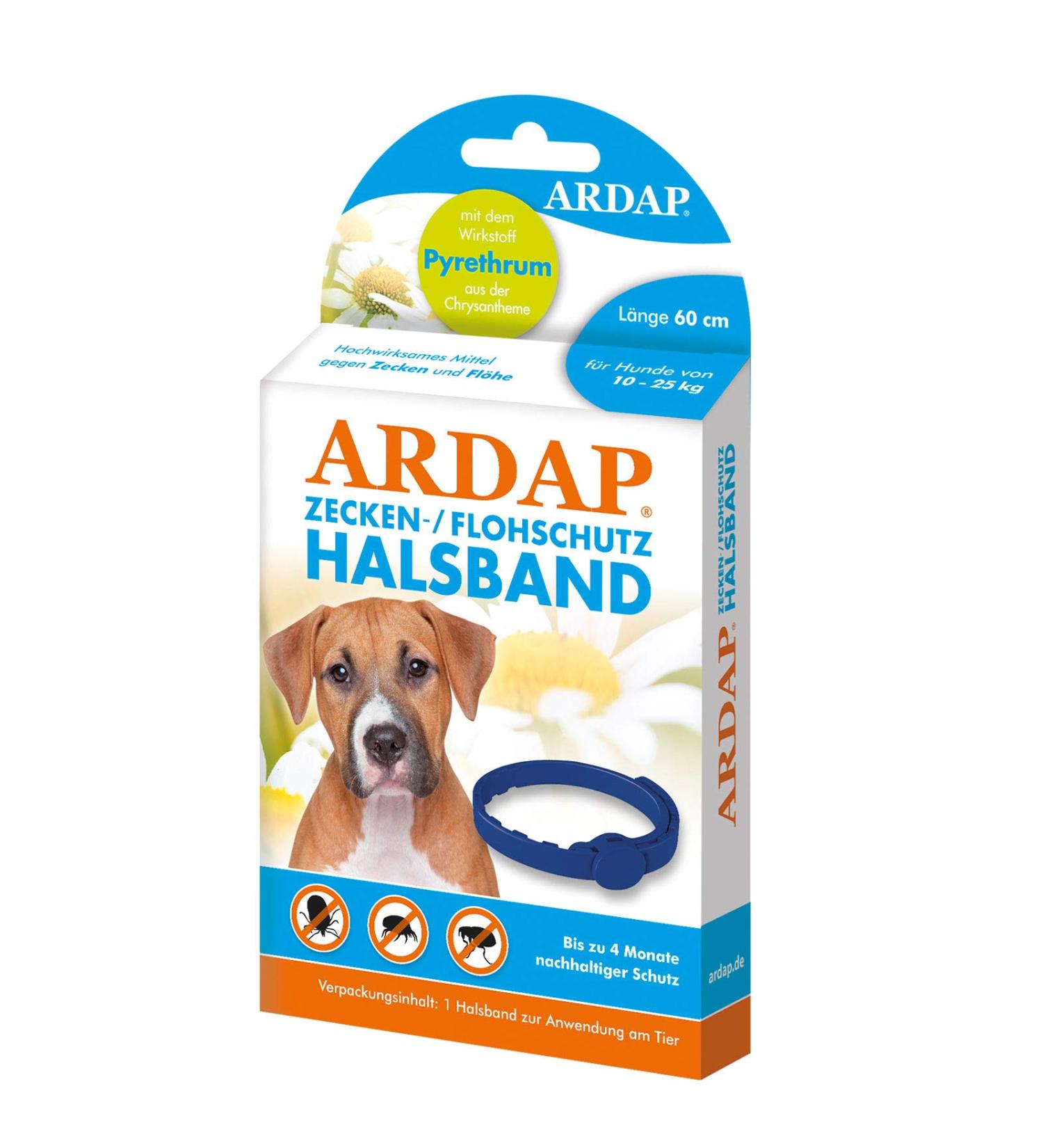 ARDAP Tick & Flea Protection Collar for Dogs 10-25kg | 4-Month Natural Defense | Sustainable 60cm Collar - Buy Online on GoSupps.com