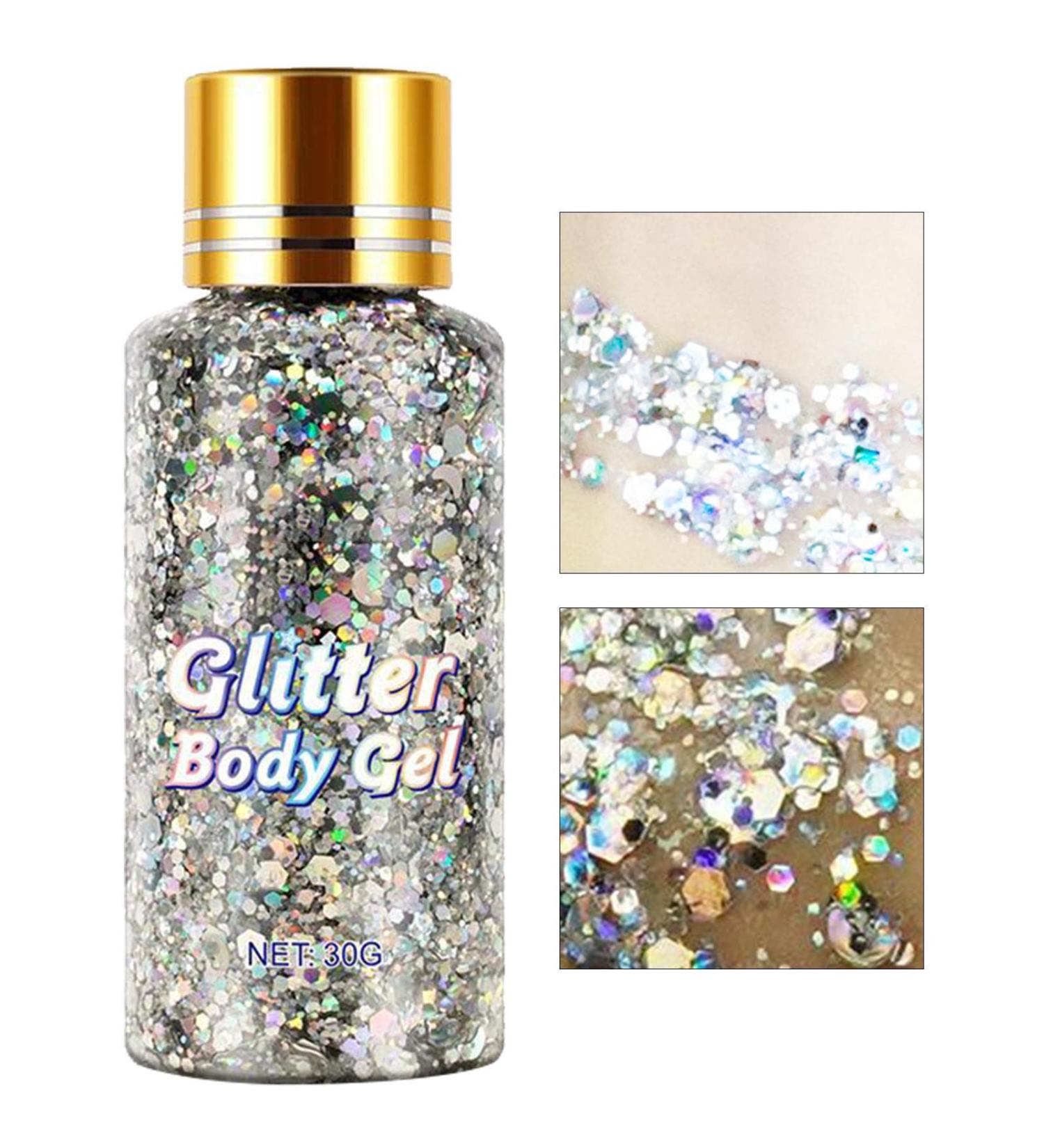  Dous Glitter Body Gel | Easy to apply and remove Glow Gel art makeup for body face and hair - holographic pouch - Cosmetic quality - Buy Online on GoSupps.com
