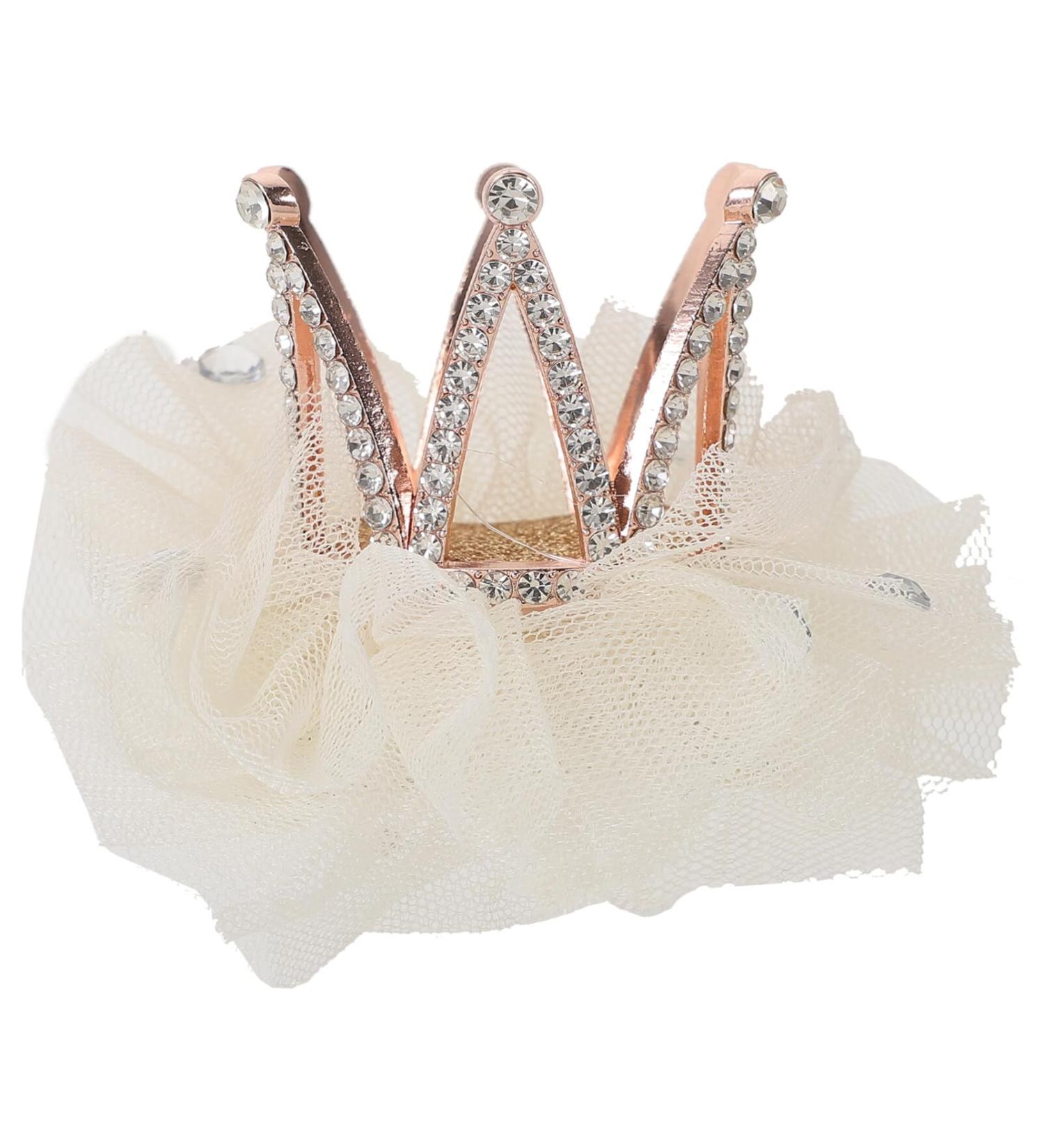 Uonlytech Strass Crown Hair Clip - Princess Tiara Bobby Pins for Girls - Crystal Hair Clasp for Children - Beige - Buy Online on GoSupps.com