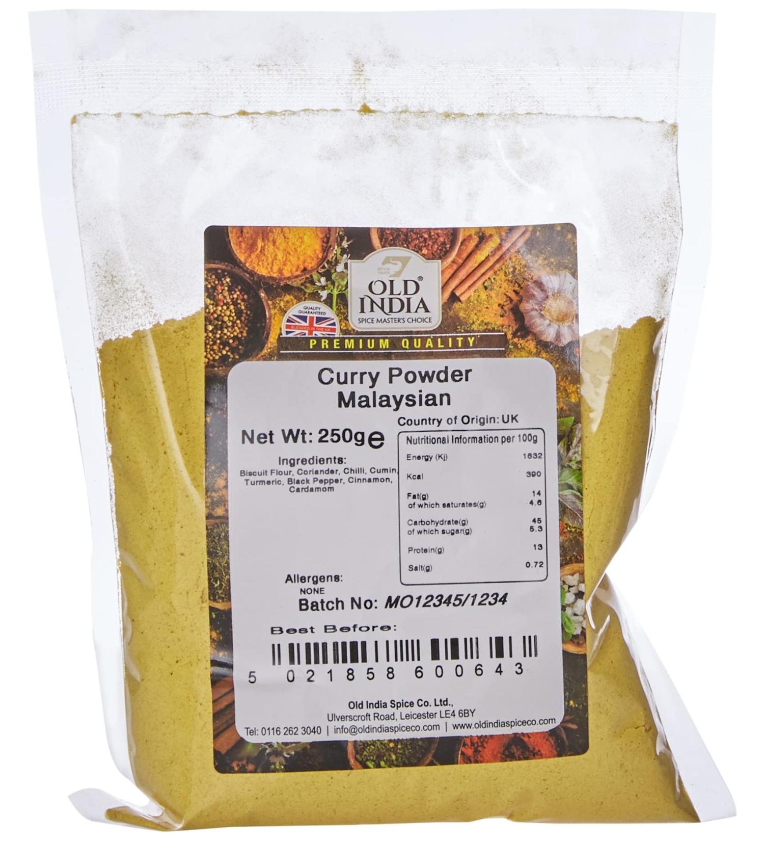 Old India Malaysian Curry Powder 250g - Authentic Blend for Exotic Flavors - Buy Online on GoSupps.com