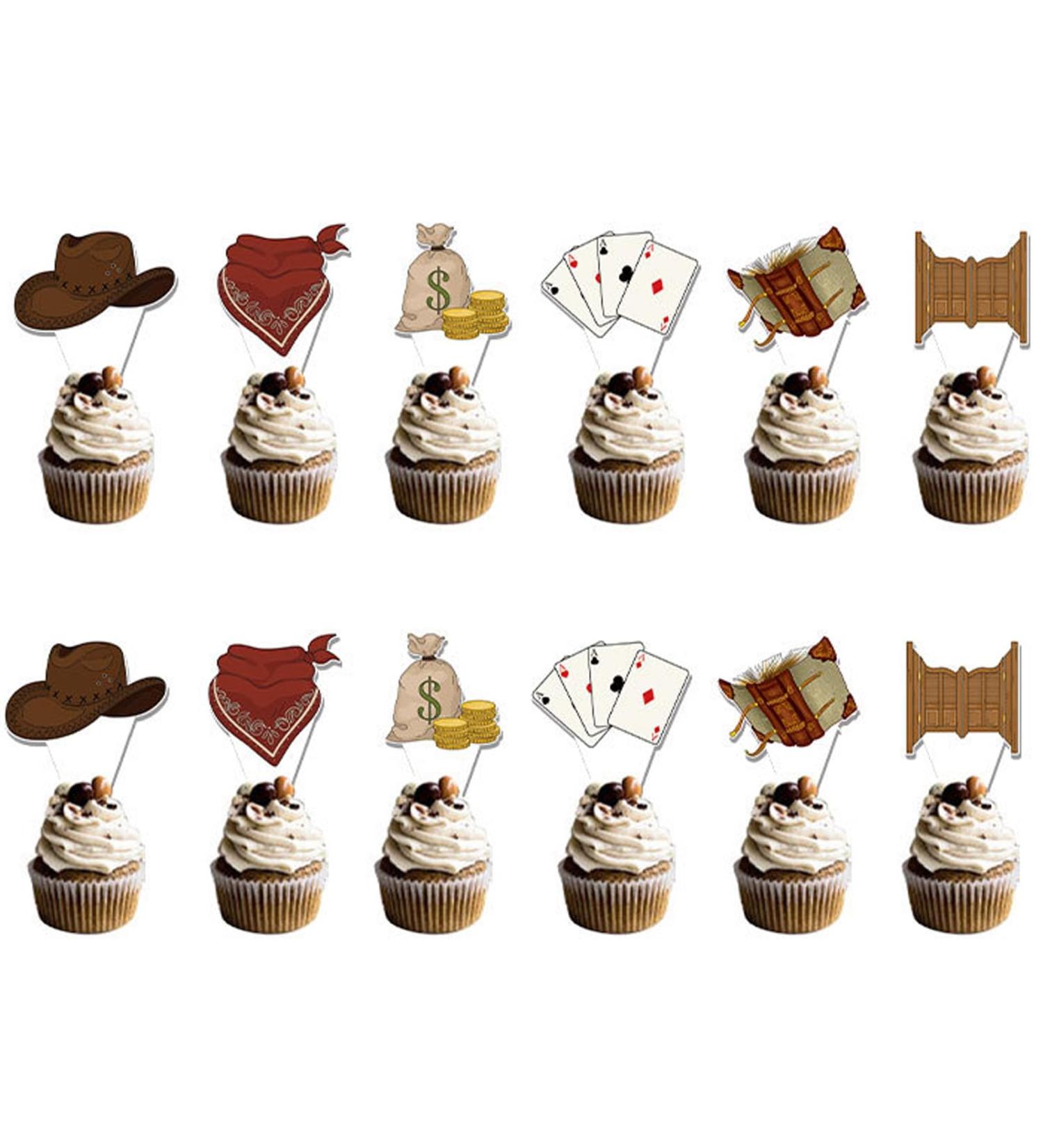 36 Pieces Cowboy Cupcake Toppers Cowboy Hats Cupcake Picks Western Theme Birthday Party Baby Shower Cake Decorations Supplies - Buy Online on GoSupps.com