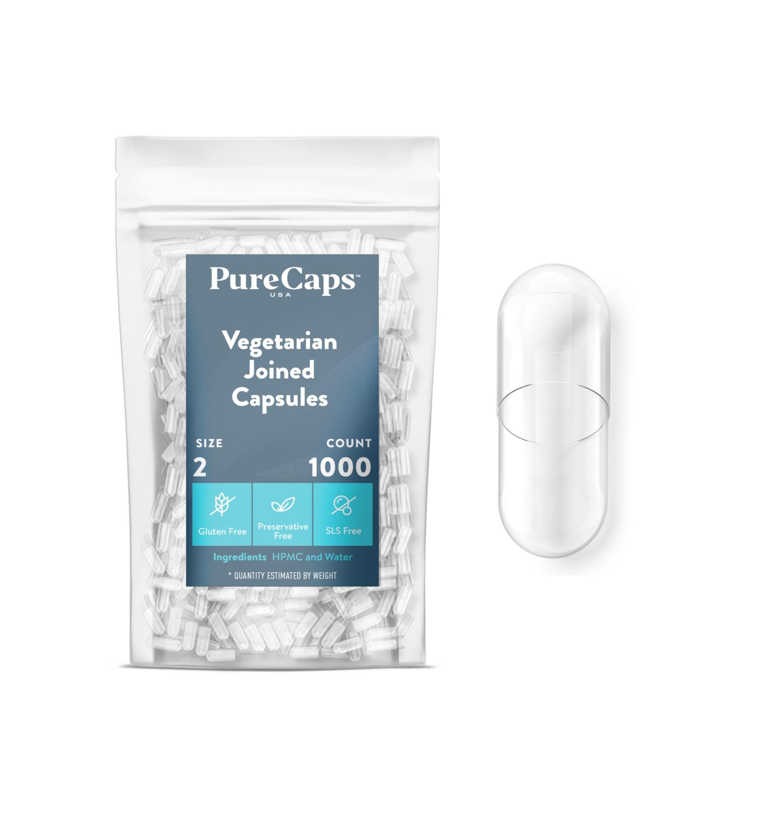 Buy PureCaps USA Empty Vegetarian Vegan Pill Capsules Size 2 - 1000 Count Non-GMO Kosher Gluten Free & Halal Certified - Buy Online on GoSupps.com