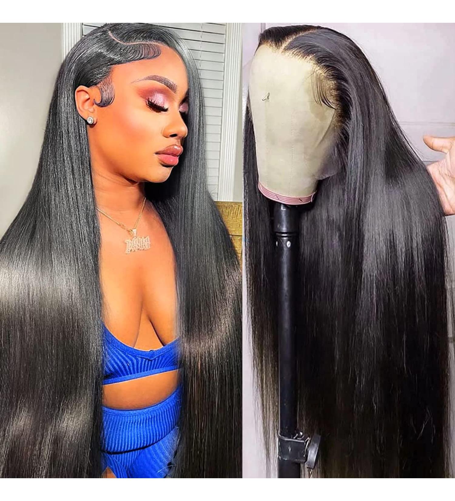 Hechirun 24 Inch Straight Human Hair Lace Front Wig | Pre Plucked 13x4 HD Lace Frontal | 180% Density Brazilian Hair | Glueless | Baby Hair | Black Women - Buy Online on GoSupps.com