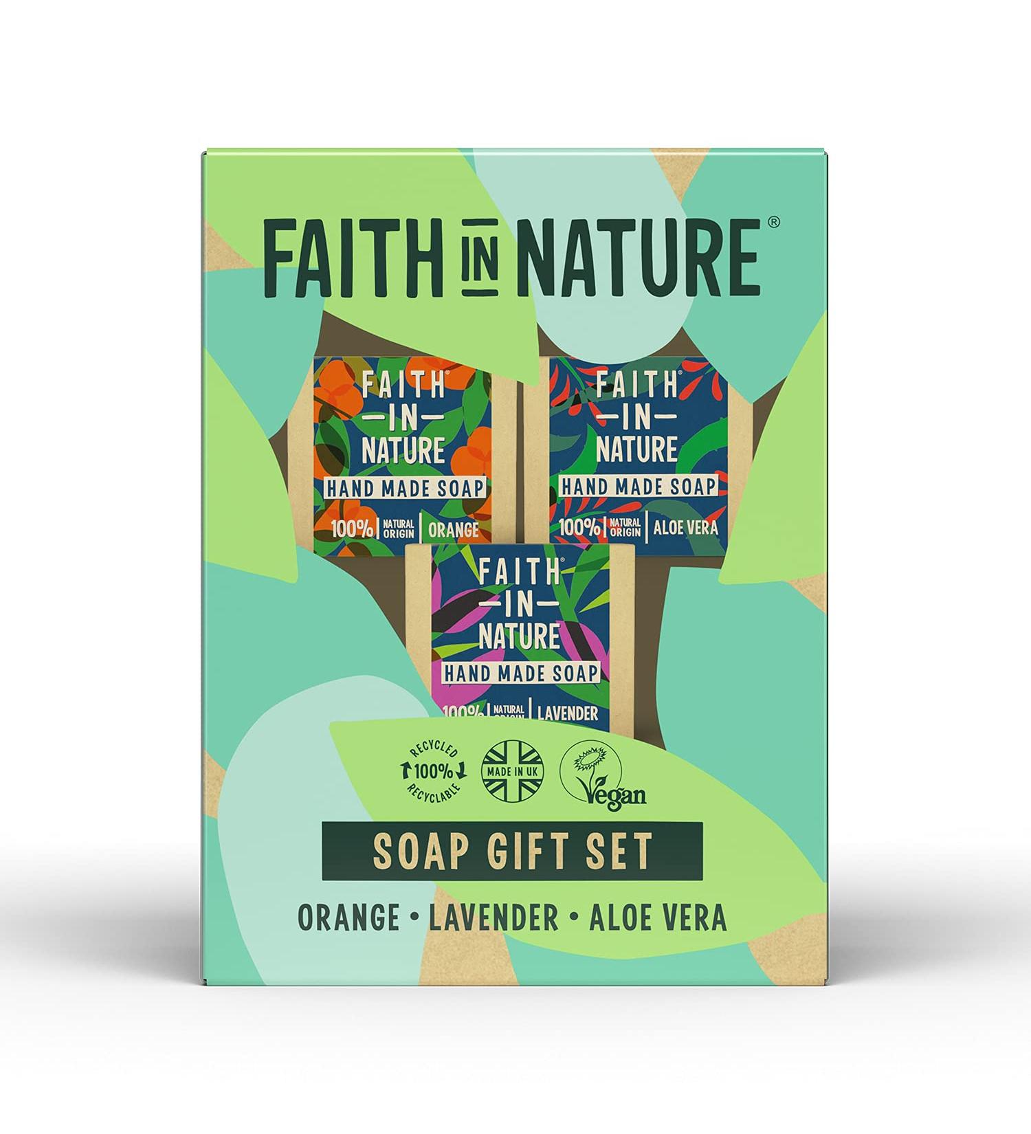 Faith In Nature Natural Handmade Soap Gift Set Vegan & Cruelty Free No SLS or Parabens 3 x 100g Mutli 100 g (Pack of 3) - Buy Online on GoSupps.com