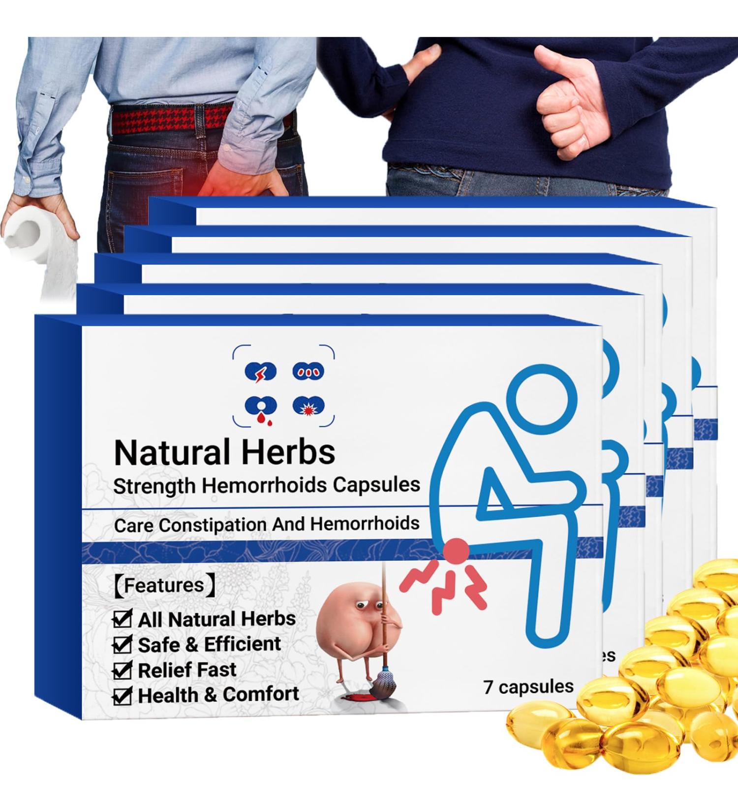 Heca Natural Herbal Strength Hemorrhoid Capsules - 5 Boxes (35PCS) | Hemorrhoid Treatment Relief - Buy Online on GoSupps.com