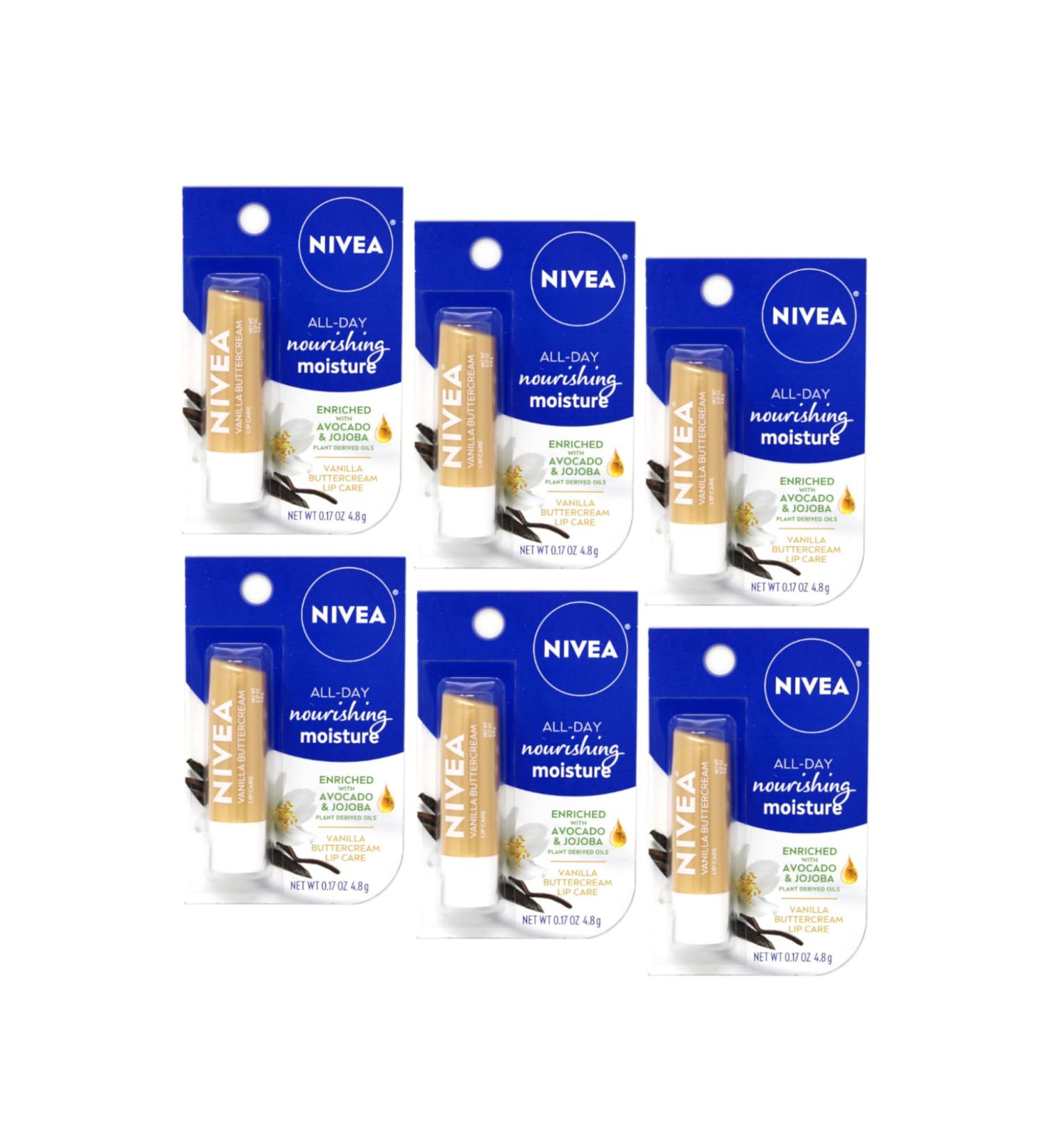 Nivea Lip Care Vanilla Butter Cream 0.17 oz (Pack of 6) - Moisturizing Lip Balm - Buy Online on GoSupps.com