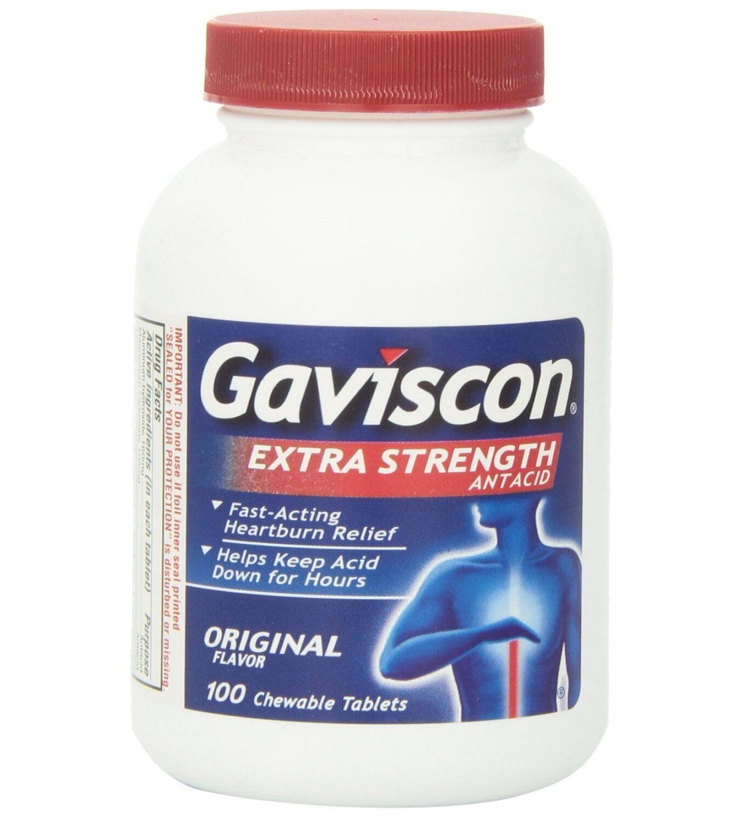 Gaviscon Extra Strength Chewable Antacid Tablets Original Flavor 100-Count Bottles (Pack of 3) - Buy Online on GoSupps.com
