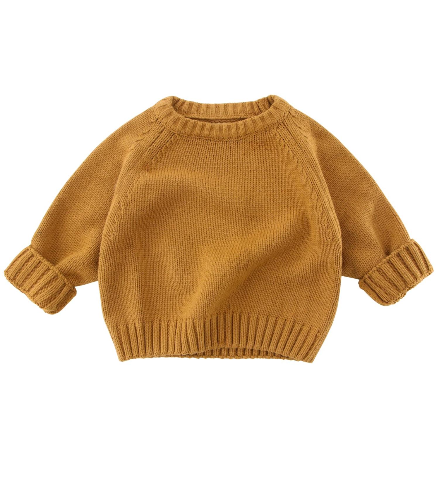 KISLOVE Knitted Jumper - Unisex Toddler Baby Sweater in Yellow | Winter Ribbed Knit Pullover for Autumn Outwear - Buy Online on GoSupps.com