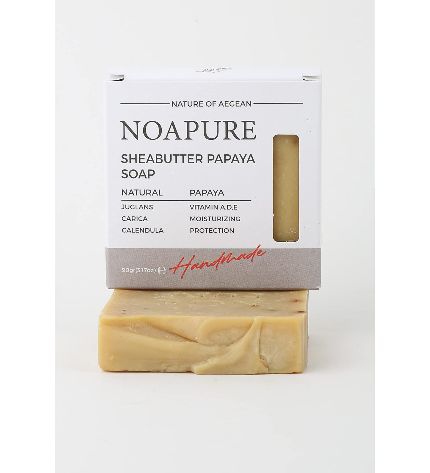 Buy NOA PURE Shea Butter Papaya Bar Soap | 100% Handmade Vegan Soap for Face Hands & Body | Moisturizing Cold Pressed Soap with Essential Oils - International Shipping Available - Buy Online on GoSupps.com
