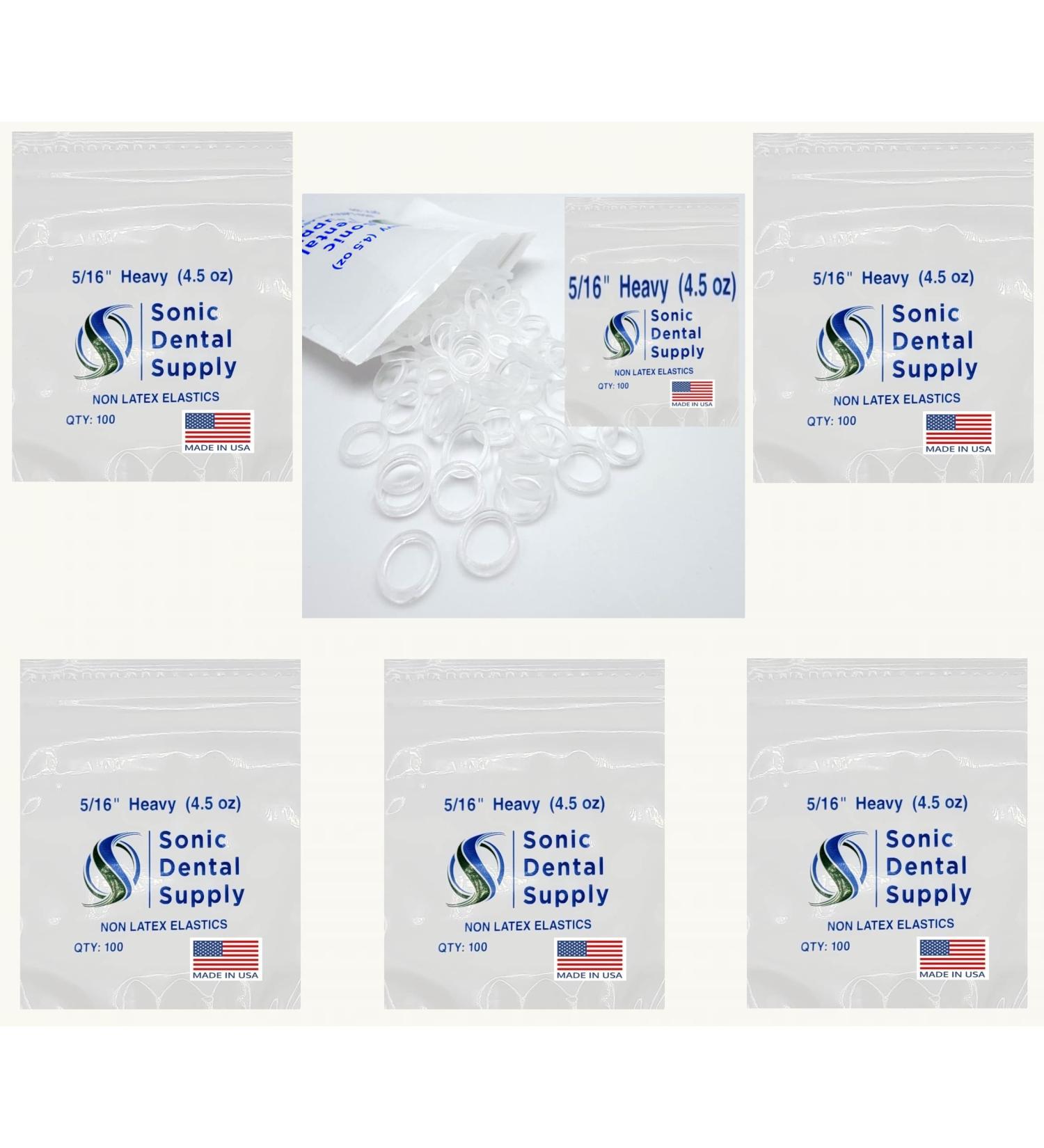 500 Pack 5/16 Inch Clear Latex Free Orthodontic Elastic Rubber Bands - Heavy 4.5 Ounce - Made in USA by Sonic Dental - Buy Online on GoSupps.com