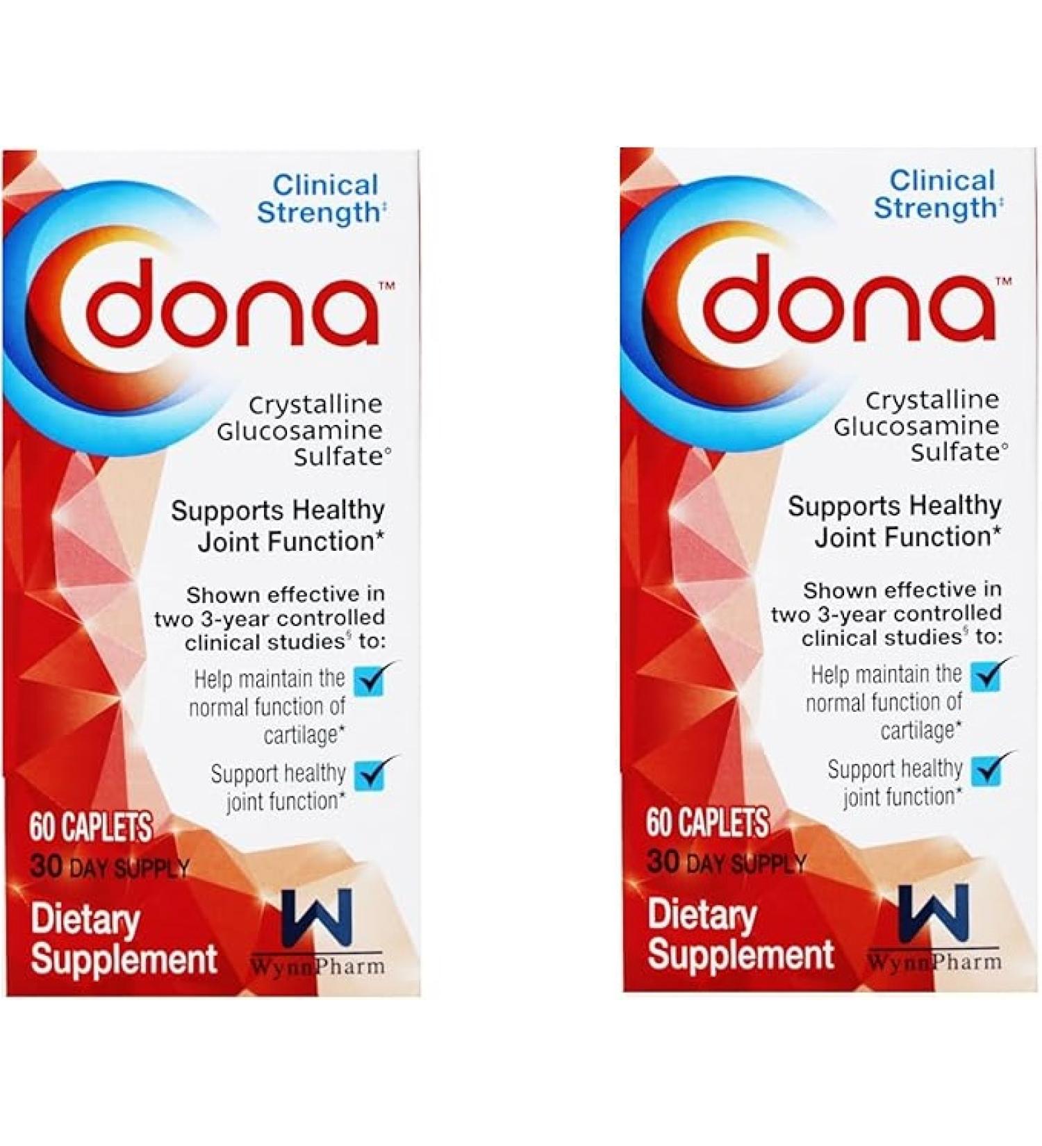 DONA Crystalline Glucosamine Sulfate 60 Caplets (2 Pack) - Joint Support Supplement - Buy Online on GoSupps.com