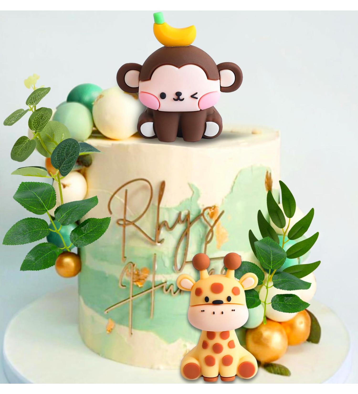 Jevenis Sage Green Jungle Birthday Decor - Tortendeko Animals for Baby Showers & Parties - Buy Online on GoSupps.com