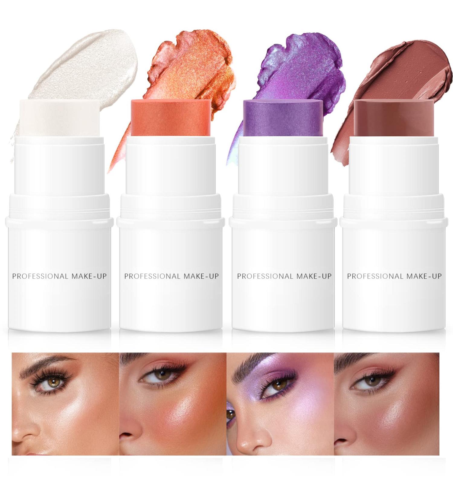 HOSAILY 4 Colors Cream Blush Highlighter Contour Stick Set - Waterproof & Long Lasting Makeup Sticks (Pack of 4) - Buy Online on GoSupps.com