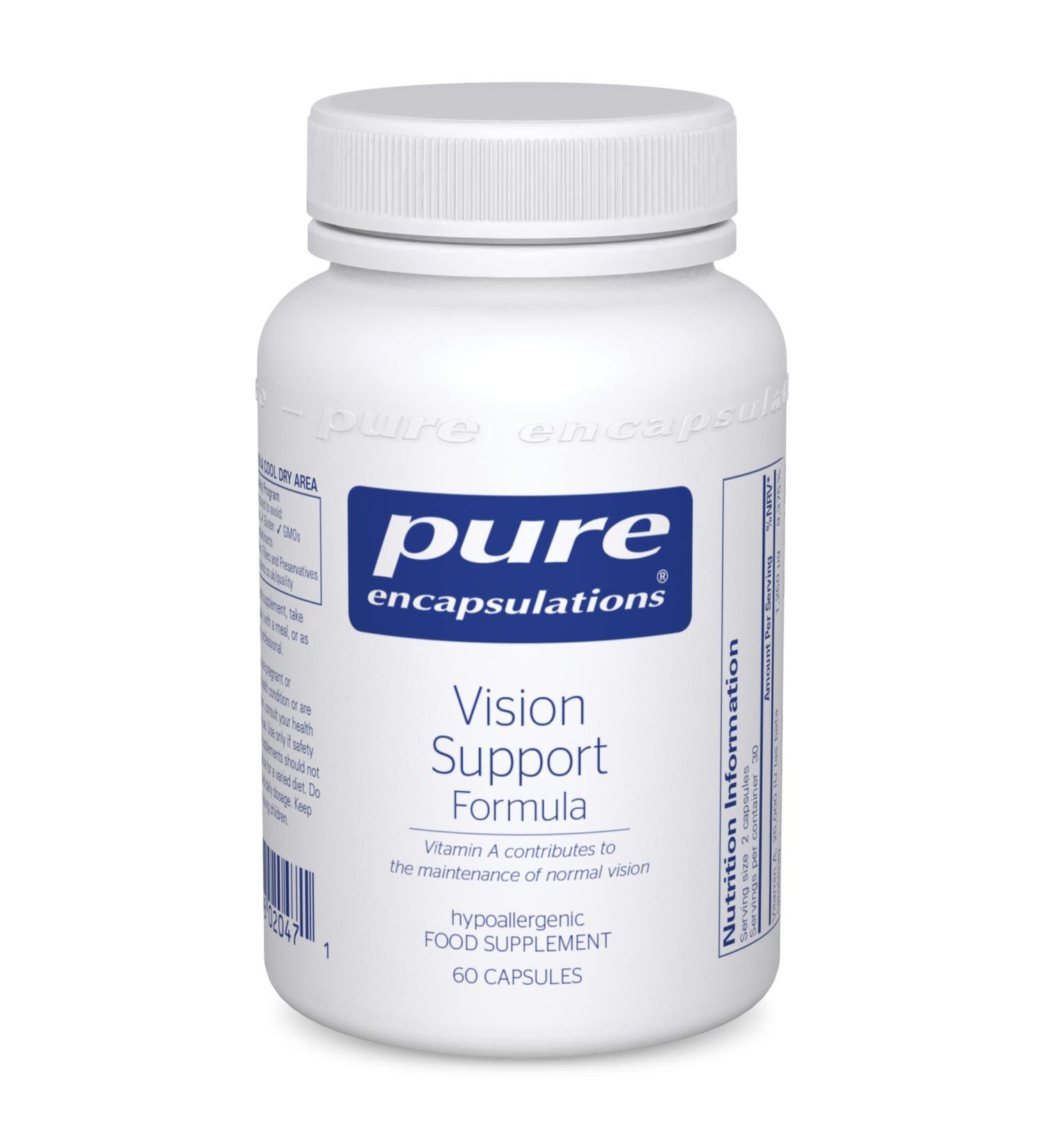 Pure Encapsulations Lutein and Zeaxanthin Vision Support Formula with Vitamin C - 60 Capsules - Buy Online on GoSupps.com