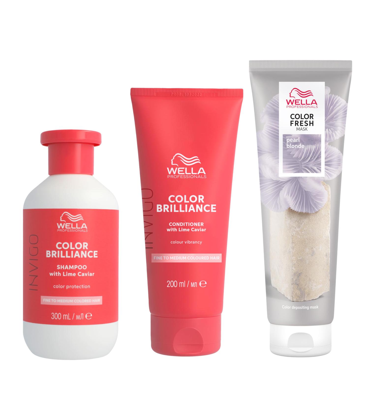 Wella Professionals Color Fresh Mask Temporary Colour Refresh Treatment Semi-Permanent Hair Dye Hair Gloss Treatment for Blonde Hair Pearl Blonde Hair Dye & Invigo Color Brilliance Colour Protection Shampoo & Conditioner - Buy Online on GoSupps.com