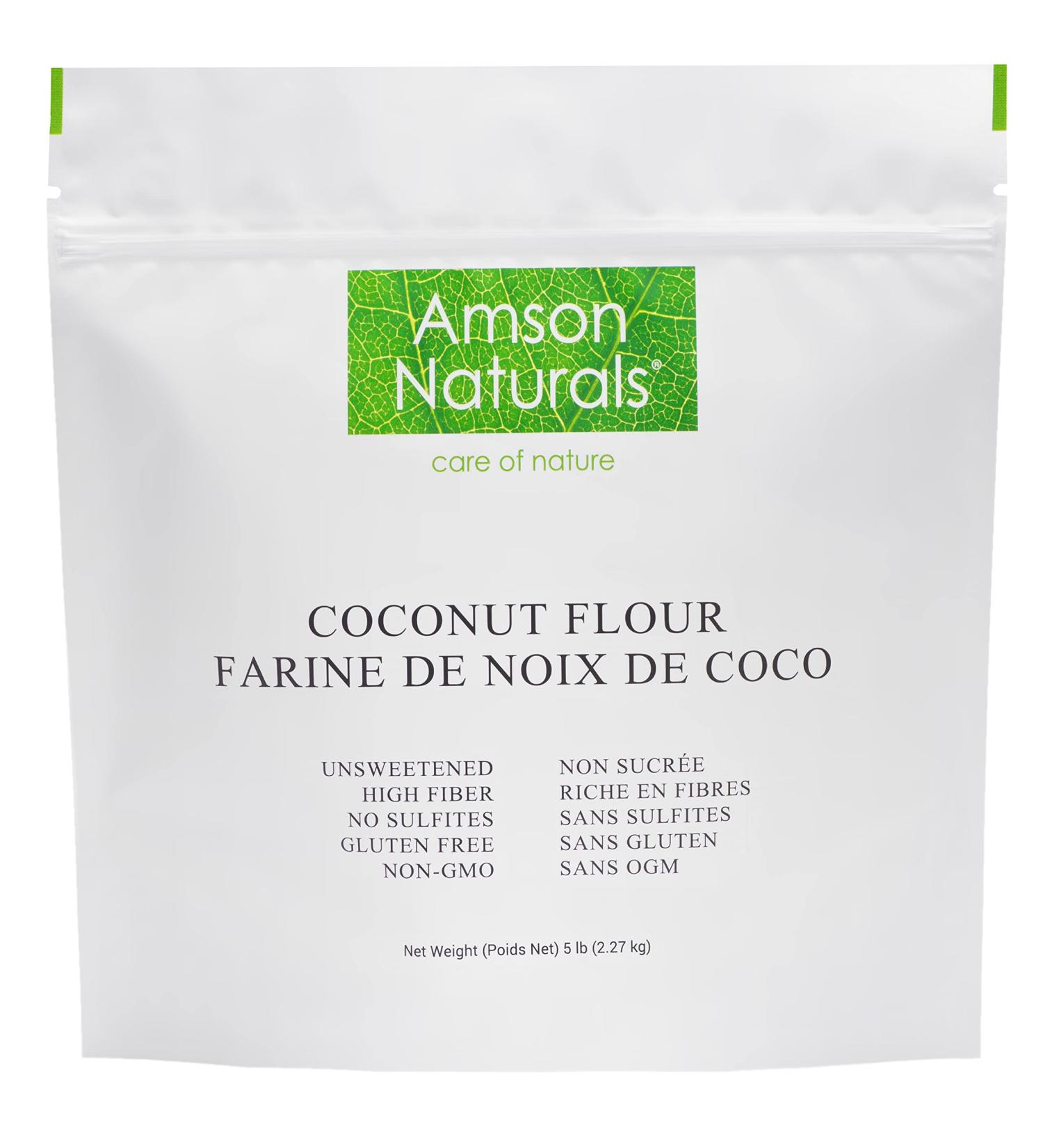 Coconut Flour 5 lb / 2.27 kg by Amson Naturals - All Natural Gluten-Free Non-GMO Unsweetened High Fiber Perfect for Pancakes Cookies Cupcakes Bread mixes Baking 2.27 kg (Pack of 1) - Buy Online on GoSupps.com