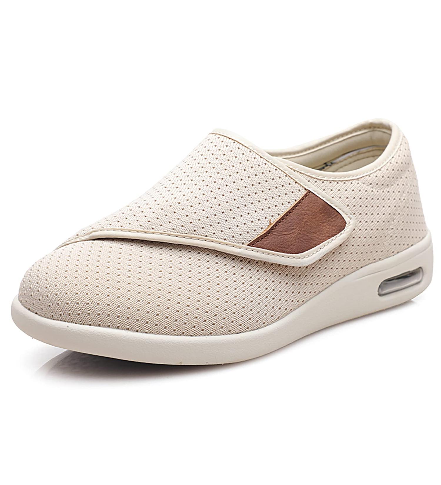 MFAJDHS Men's Diabetic Shoes - Extra Wide Lightweight Adjustable Walking Sneakers for Swollen Feet | Beige, Size 8 Wide - Buy Online on GoSupps.com
