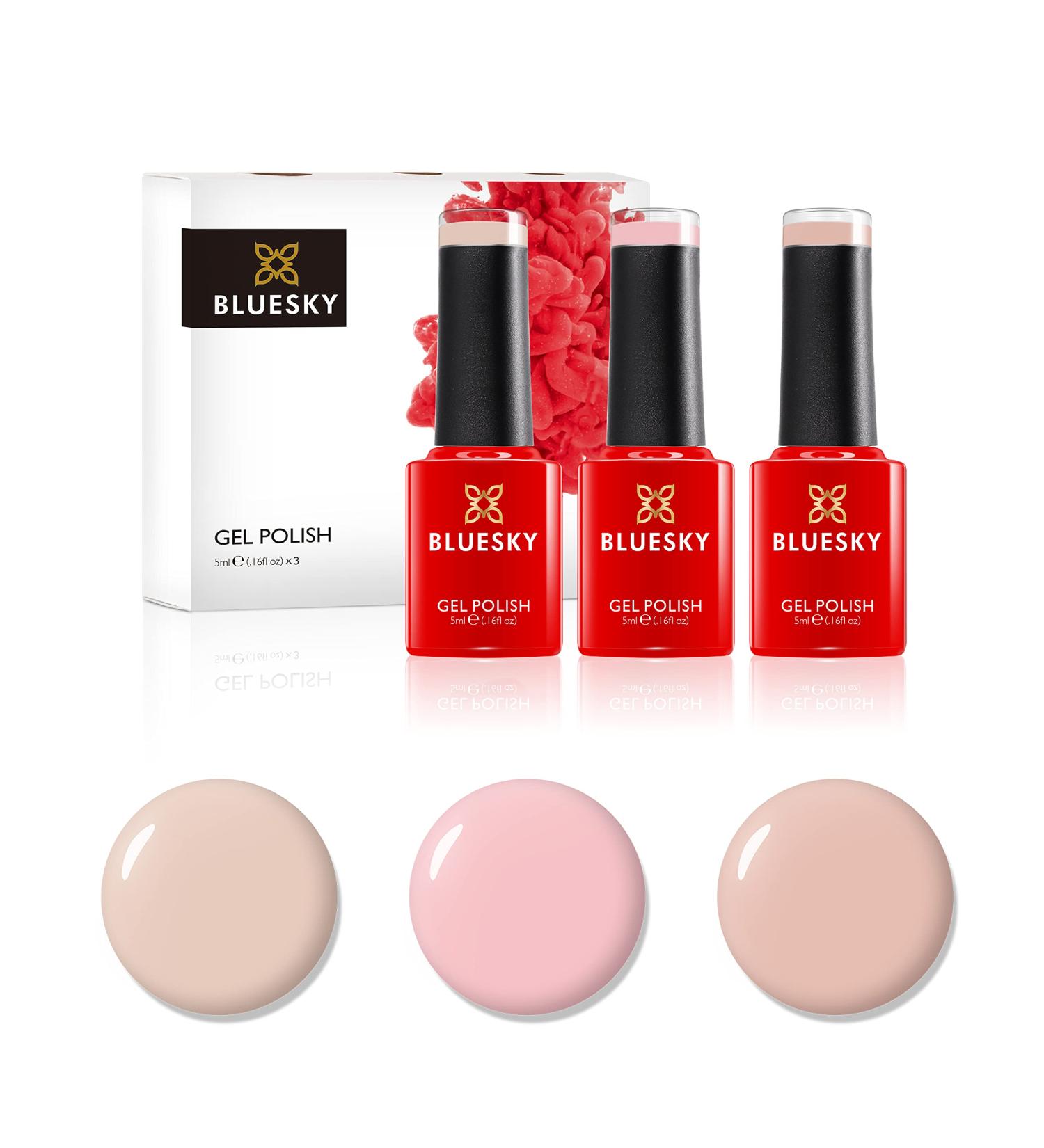 Bluesky Gel Nail Polish Set Soft Nudes Sun Cream A082 Lap Dance Nd12 Powder My Nose 80567 3 x 5 ml Pink Nude Pastel (Requires Curing Under UV or LED Lamp) Soft Nudes 15 ml (Pack of 1) - Buy Online on GoSupps.com