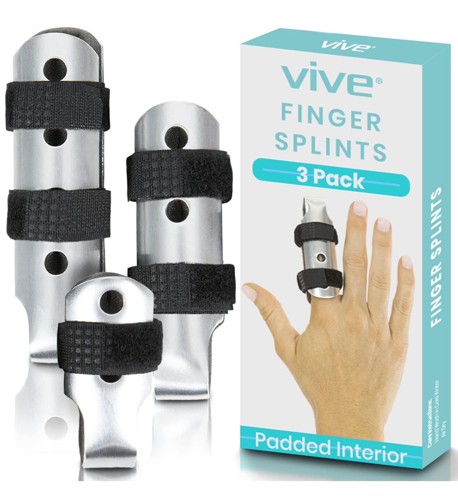 Vive Aluminum Finger Splint Set (3 PCS) - Trigger Finger Support for Middle, Pinky, Ring Fingers & Thumb Left/Right Hand Immobilizer for Dislocated Thumb - Metal Stabilizer with Foam Padding - Buy Online on GoSupps.com